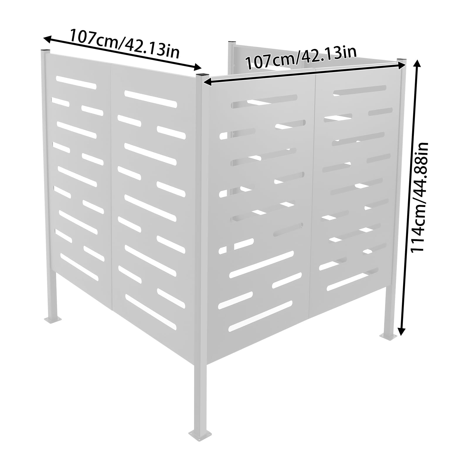 White Iron AC Privacy Screen Fence Panel - Outdoor Air Conditioner Cover & Enclosure to Hide AC Unit - Durable Weatherproof Equipment for Backyard, Patio & Garden Privacy