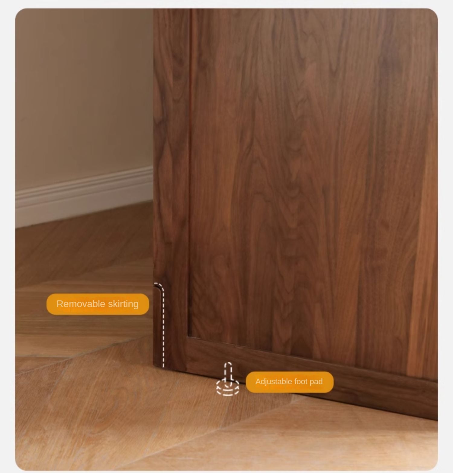 Premium Black Walnut Solid Wood Wardrobe - Double Door Closet with Mirror | Spacious Storage for Bedroom, Walk-in Closet & Guest Room Organization