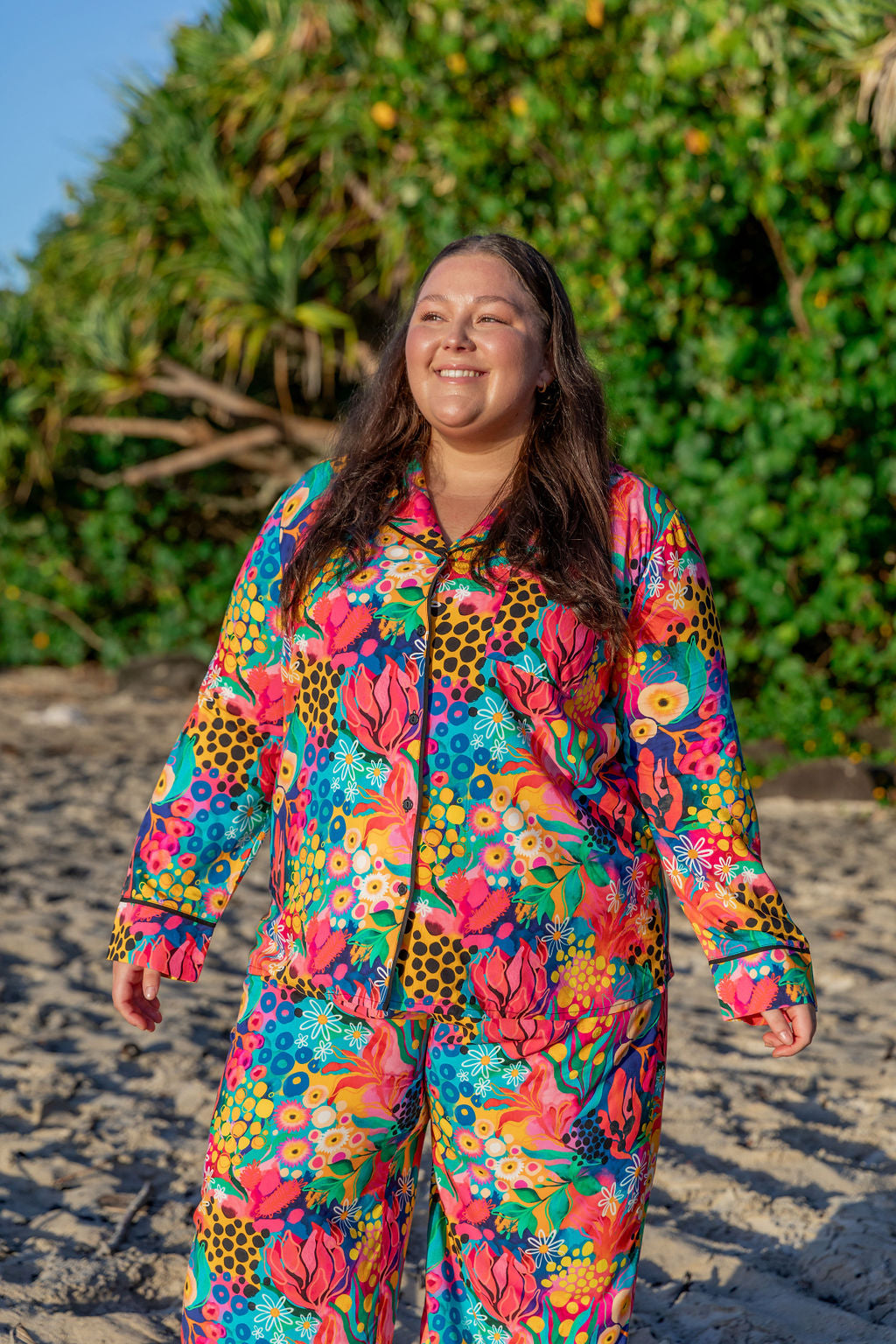 Kasey Rainbow Sundown LS Shirt & Pant Sleepwear Set - Cozy Matching Pajamas for Women | Perfect for Lounging, Sleepovers & Relaxing at Home