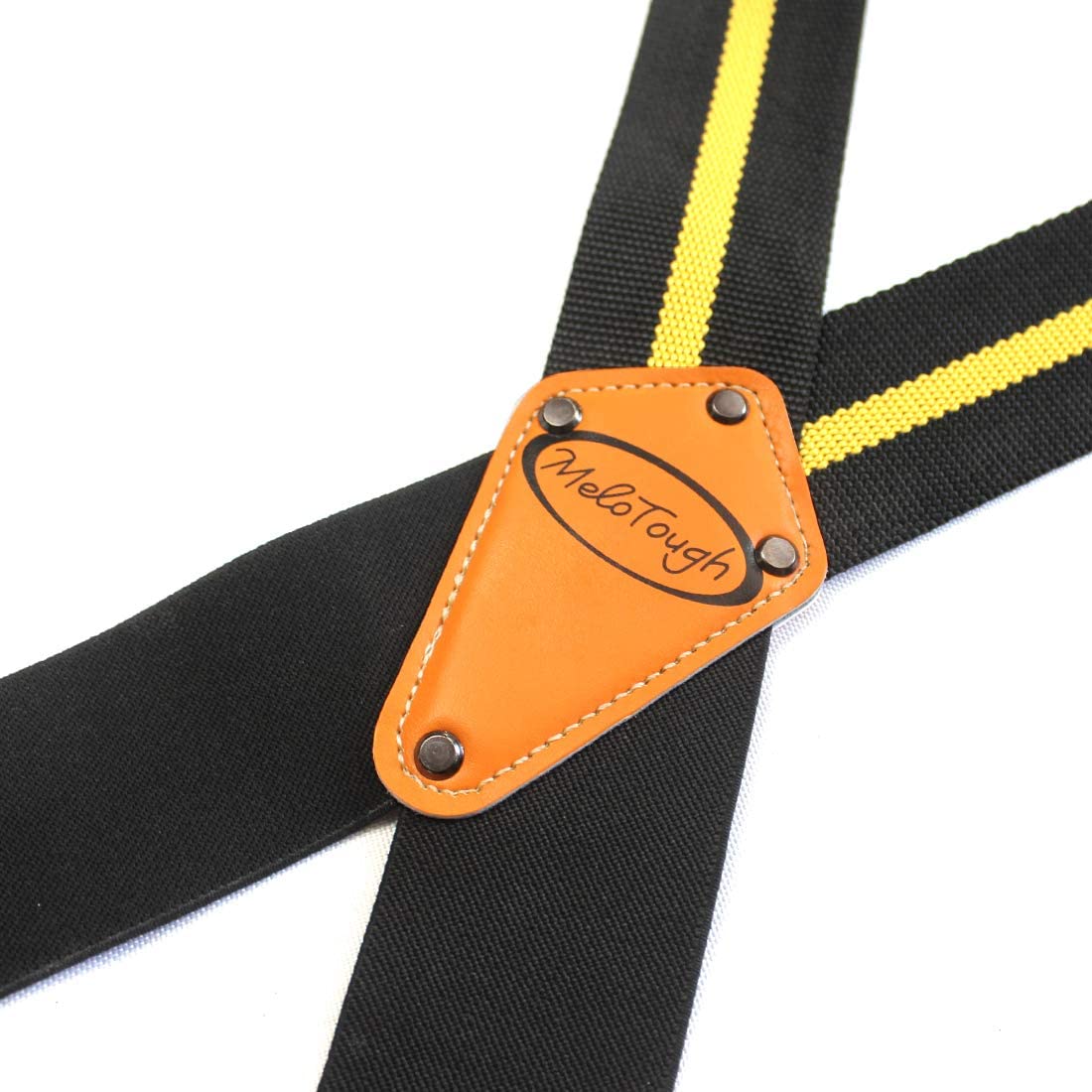 Heavy Duty Tool Belt Suspenders with Movable Shoulder & Padding - Adjustable Work Belt Suspenders for Construction, Carpentry & DIY Projects (Yellow Strip)