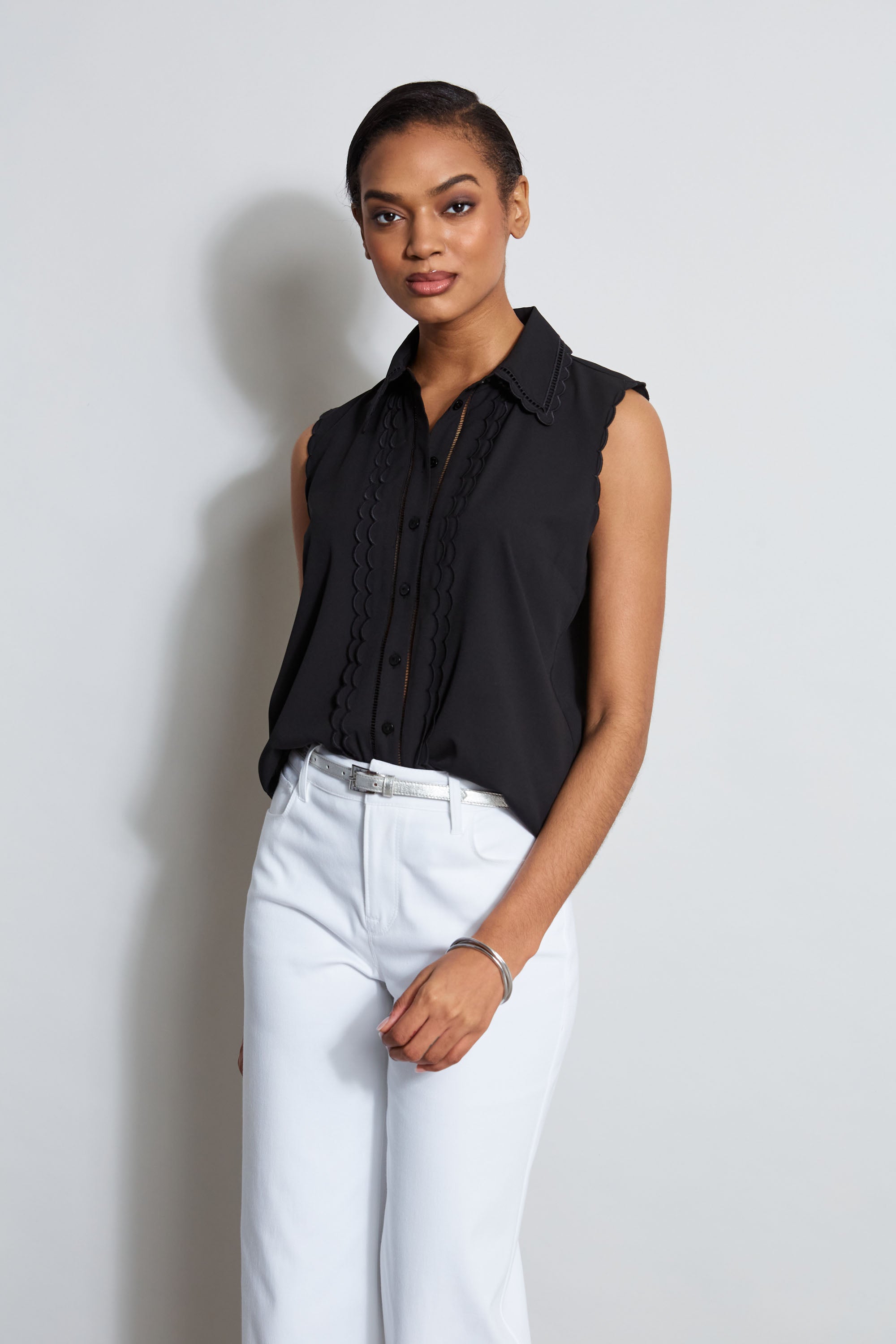 Women's Sleeveless Button Down Shirt - Casual Summer Blouse for Work & Vacation - Lightweight Breathable Office Wear & Beach Cover Up