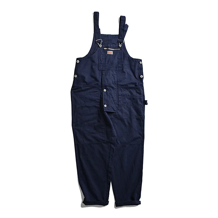 Men's Multi-Pocket Workwear Jumpsuit - Loose Fit Sleeveless Overalls in Green & Beige | Durable One-Piece Trousers for Construction, Gardening & Outdoor Work | Style 9Y7822