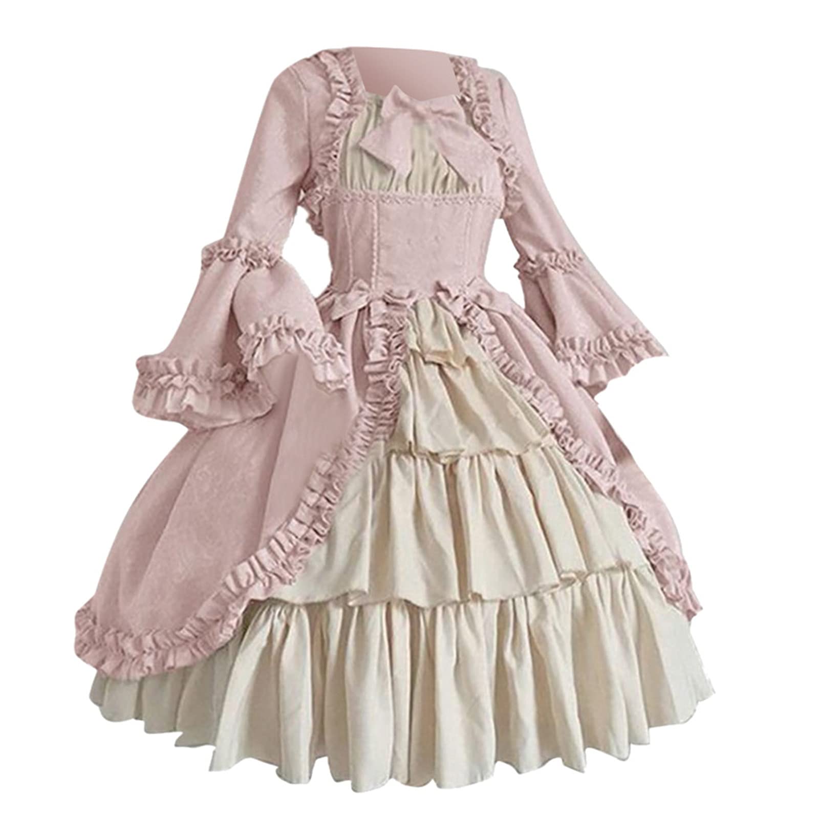 Bidobibo Halloween Costume for Women - Vintage Gothic Waitress Dress with Long Sleeves & Square Neck | Perfect for Halloween Parties, Cosplay, and Themed Events