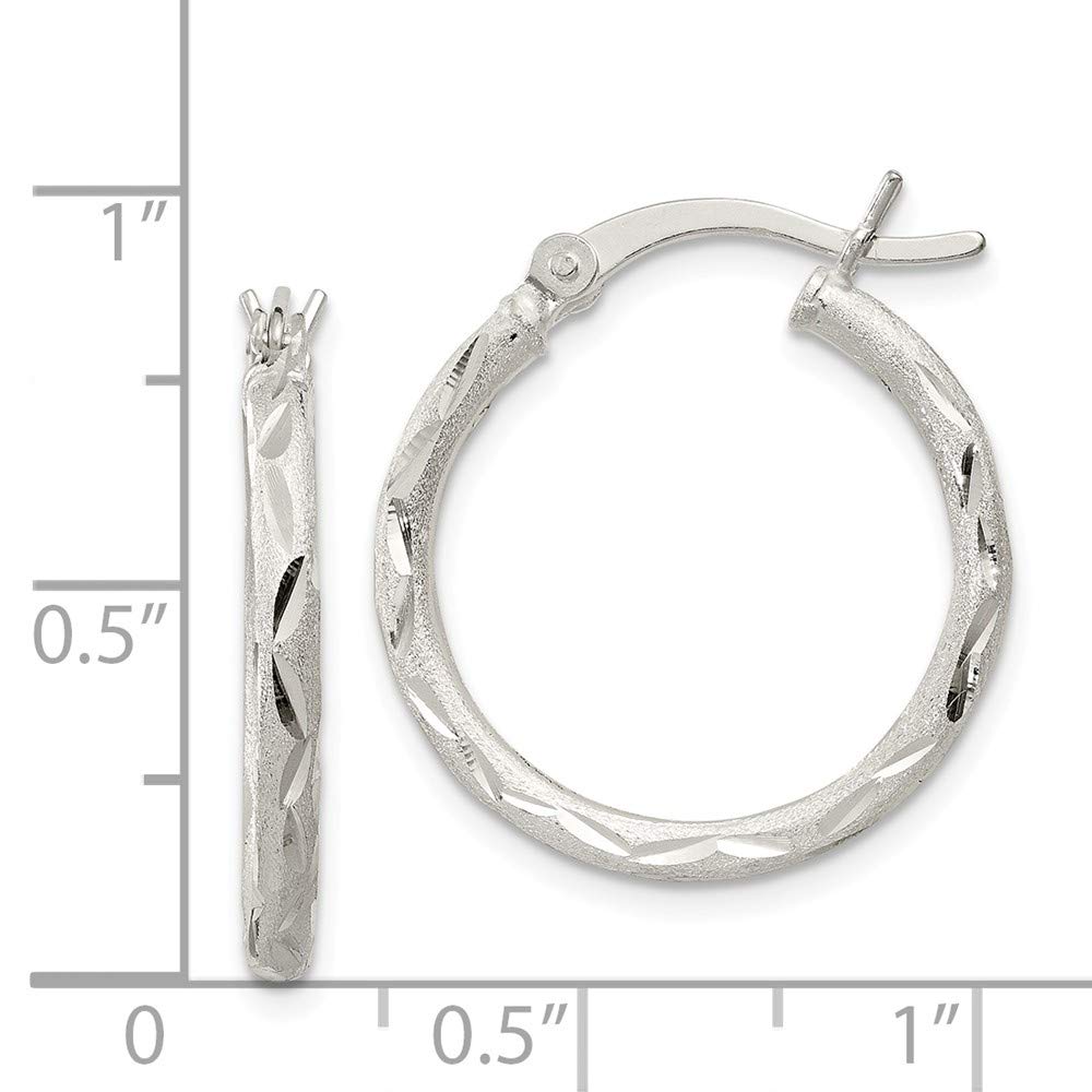 Sterling Silver Satin Finish Shiny-Cut Hinged Hoop Earrings for Women | Elegant Everyday Jewelry Gift | Perfect for Office, Date Night & Special Occasions