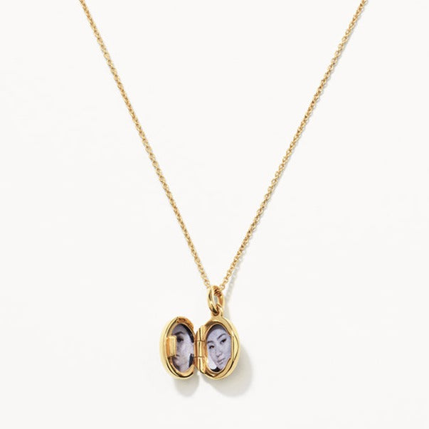 Personalized Engravable Oval Mini Locket Necklace in 14K Gold - Perfect for Anniversary Gifts, Valentine's Day & Keepsake Jewelry