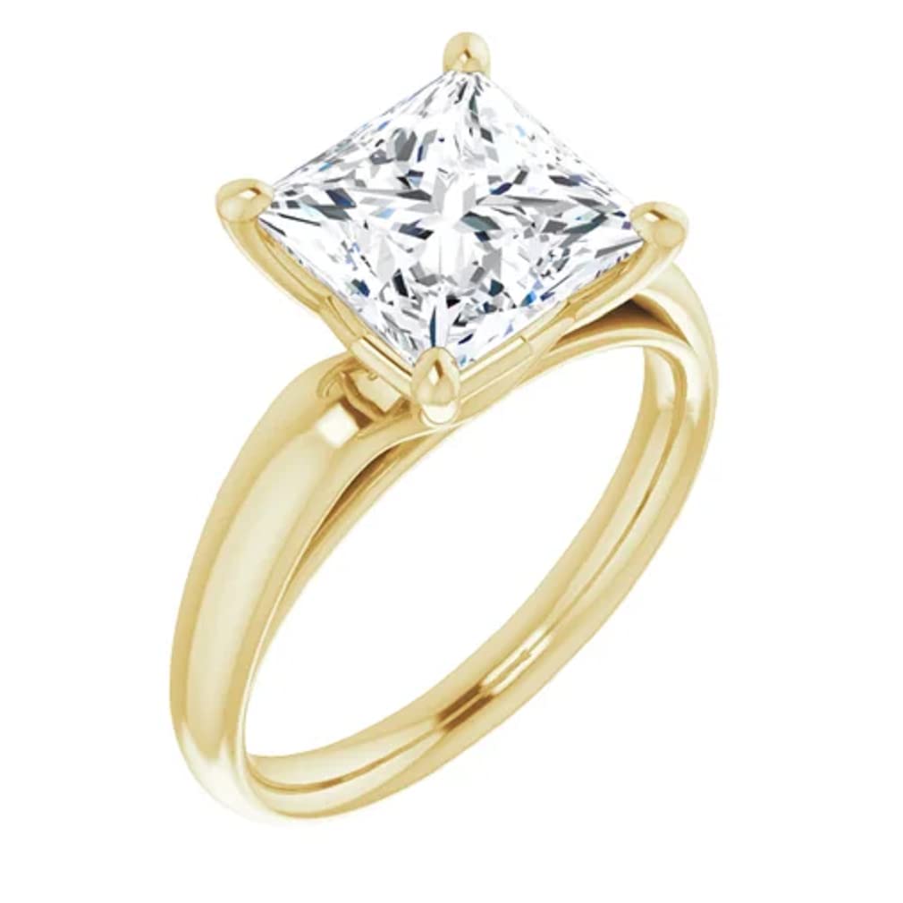 10K Solid Yellow Gold Handmade Engagement Ring - 2 CT Princess Cut Moissanite Diamond Solitaire Wedding Band for Women - Perfect for Proposals, Anniversaries & Bridal Jewelry Gifts