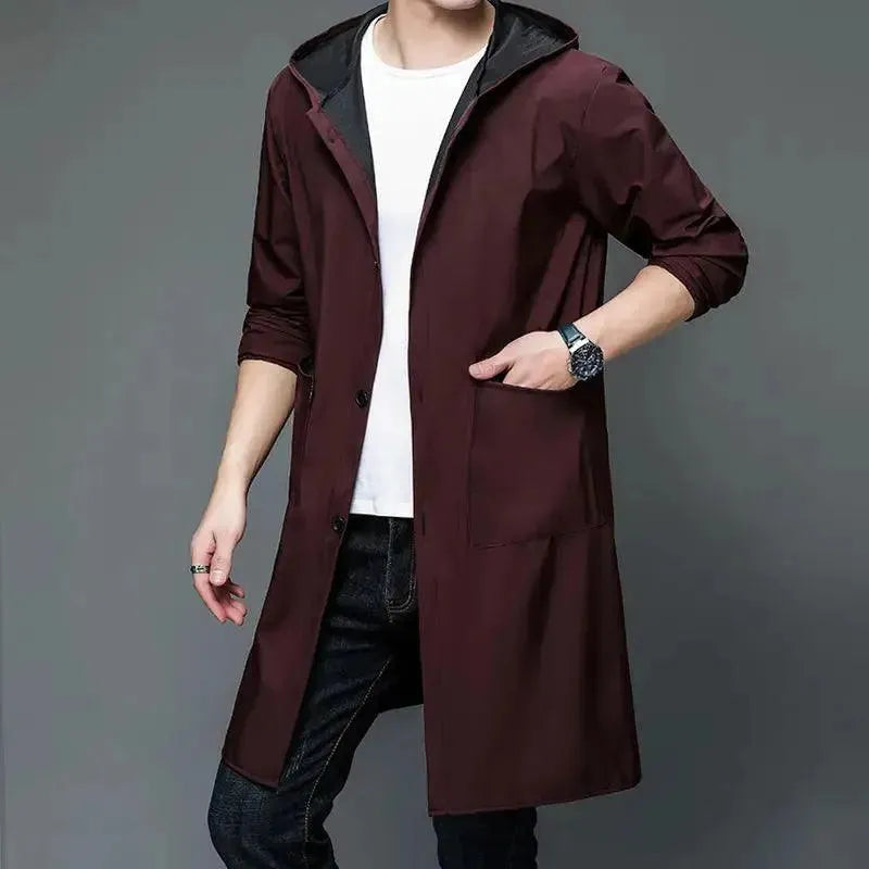 Men's Waterproof Hooded Rain Jacket - Lightweight Windproof Outdoor Coat for Hiking, Camping & Commuting