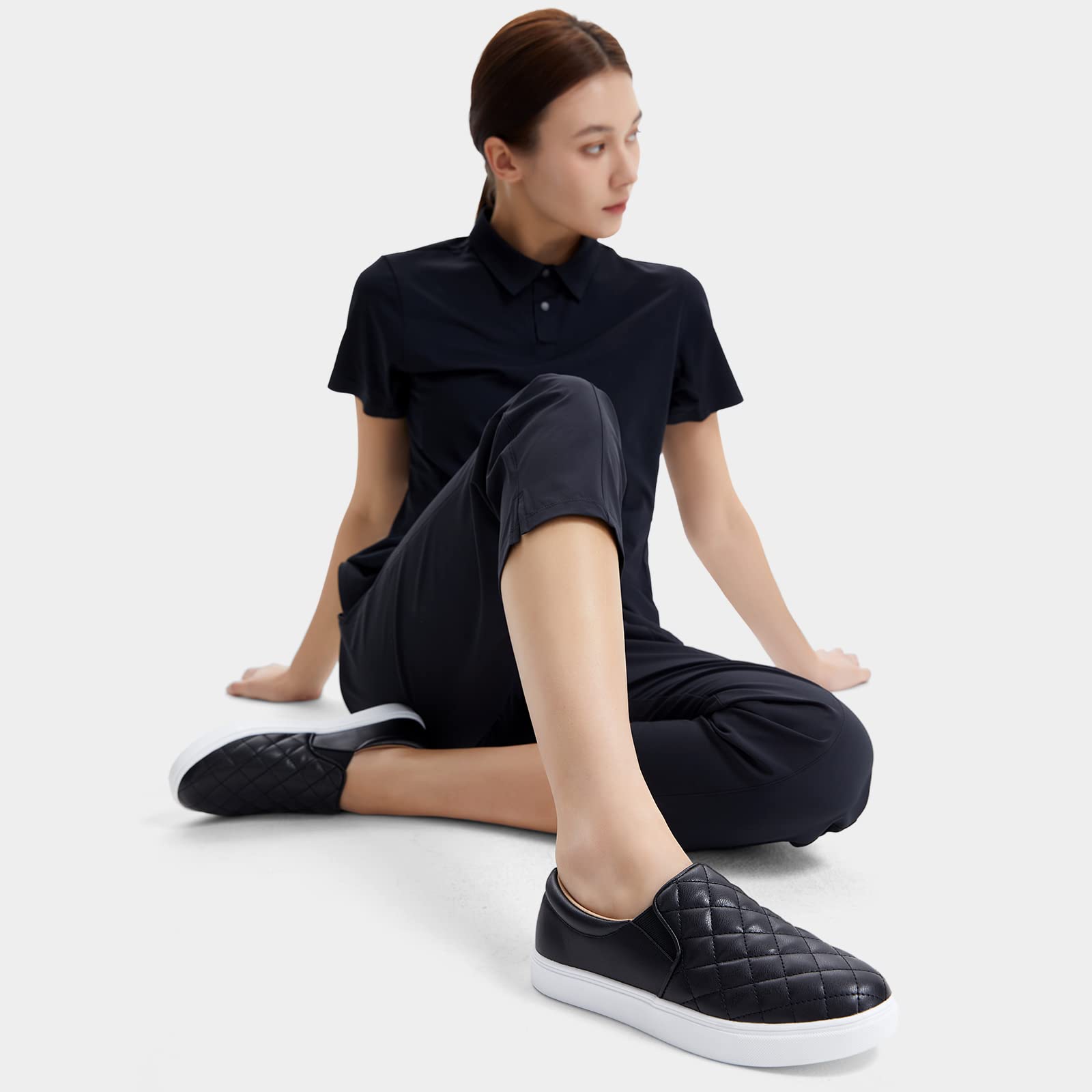 STQ Women's Memory Foam Slip-On Loafers - Comfortable Quilted Sneakers for Fall | Casual Walking, Office Wear & Travel Shoes