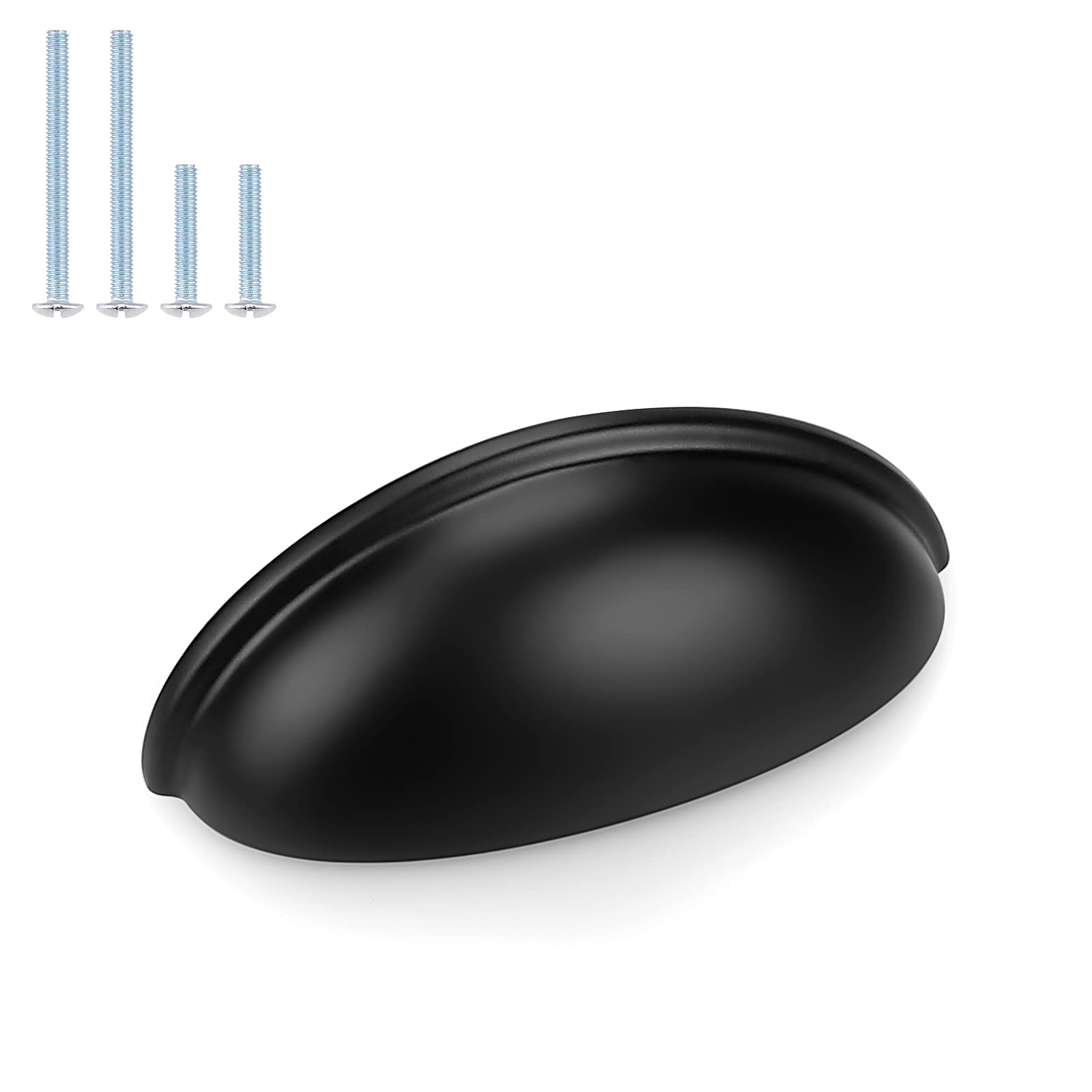 Probrico 20 Pack 3 Inch Black Cabinet Drawer Pulls - Half Moon Cup Handles for Kitchen Cabinets, Dressers & Furniture (3