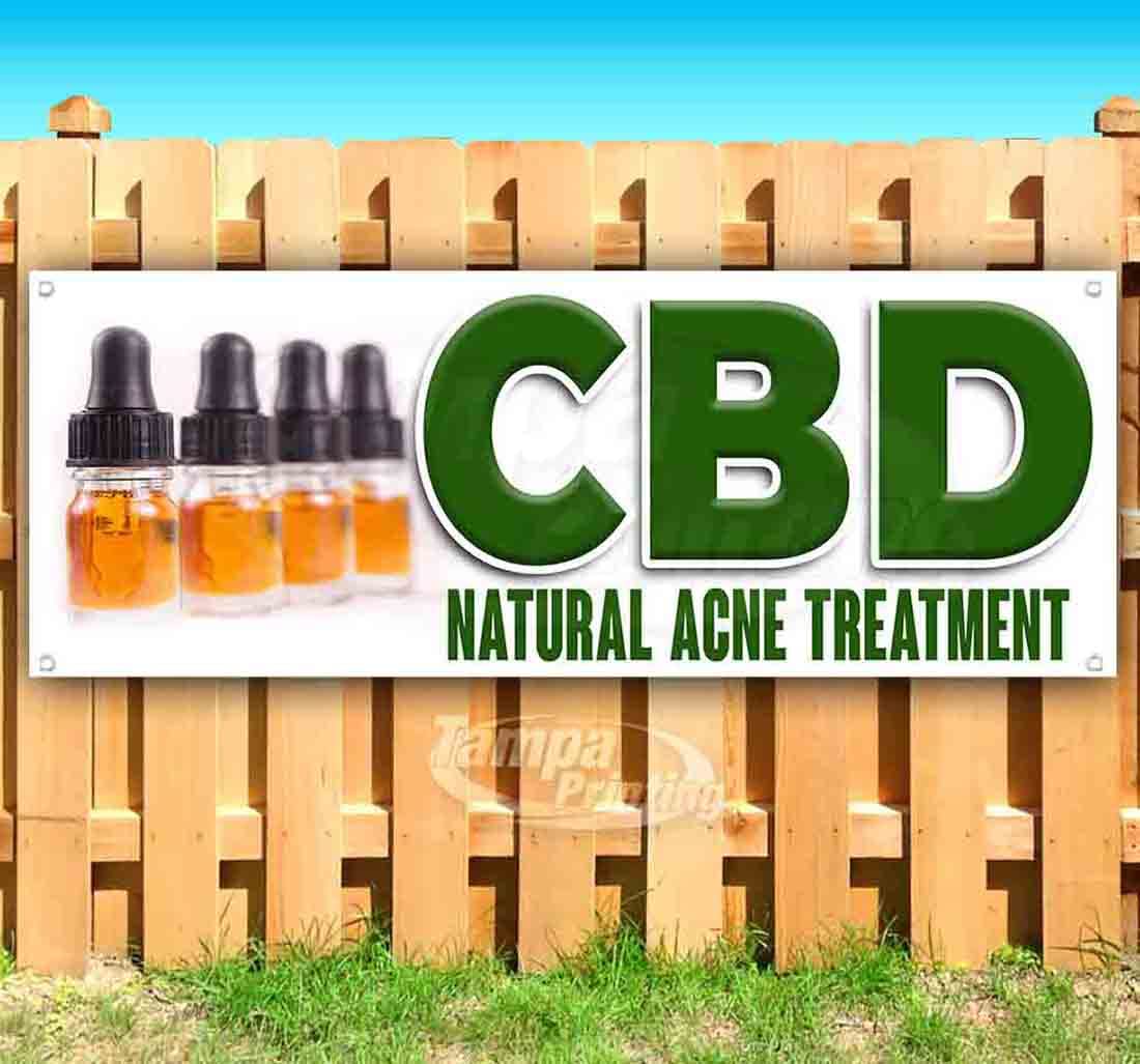 Natural CBD Acne Treatment Banner - 13 oz Heavy-Duty Vinyl with Metal Grommets | Single-Sided Non-Fabric Sign | Perfect for Skincare Clinics, Beauty Salons & CBD Stores