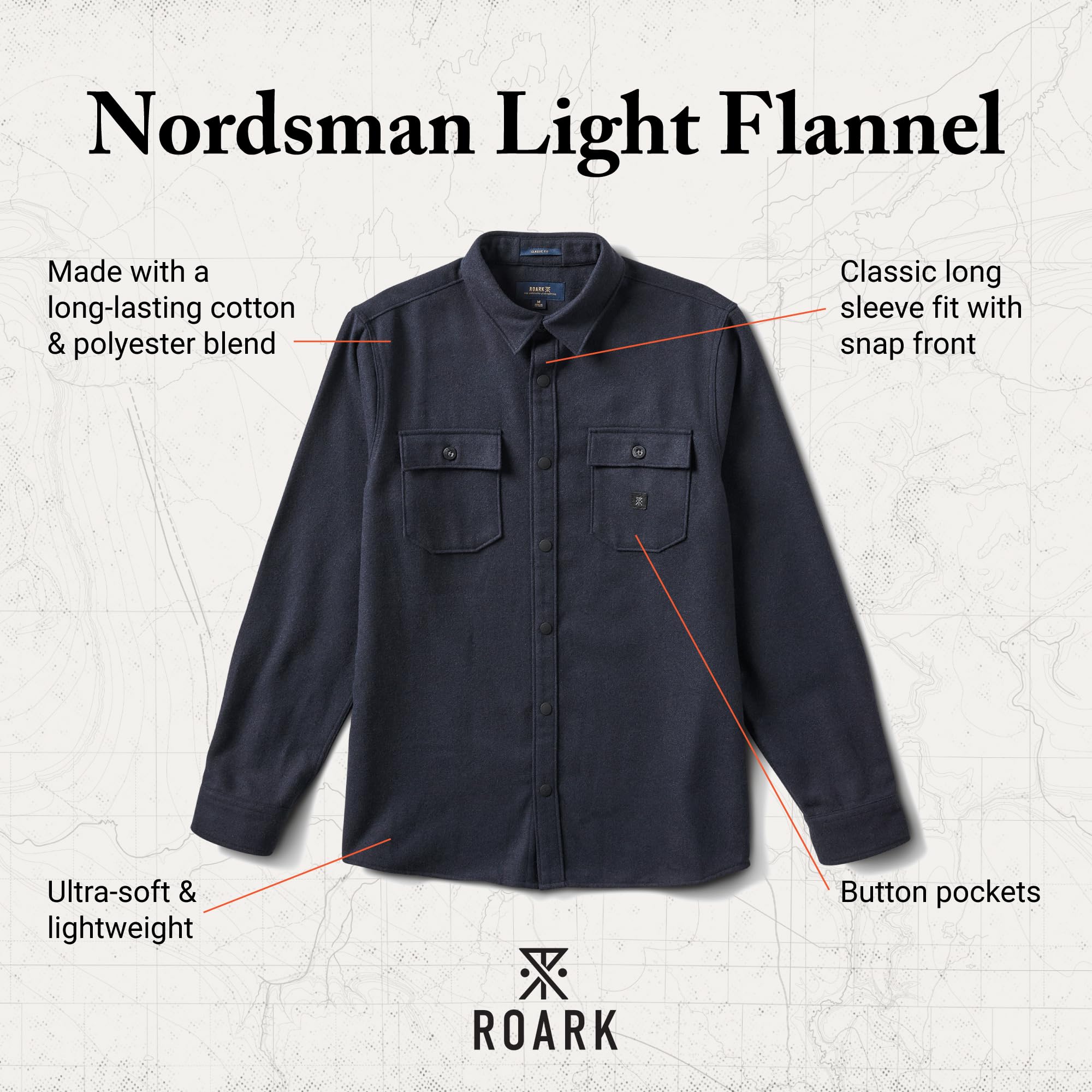 Roark Men's Nordsman Lightweight Long Sleeve Flannel Shirt - Button Down Casual Plaid Shirt for Men - Breathable & Durable Outdoor Shirt - Perfect for Hiking, Camping and Fall Fashion