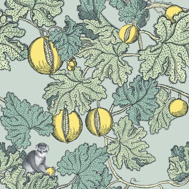 Cole & Son Wallpaper - Frutto Proibito, Seafoam & Lemon Print (114/1002) | Premium Peel & Stick Wallpaper for Living Room, Bedroom & Nursery Decor