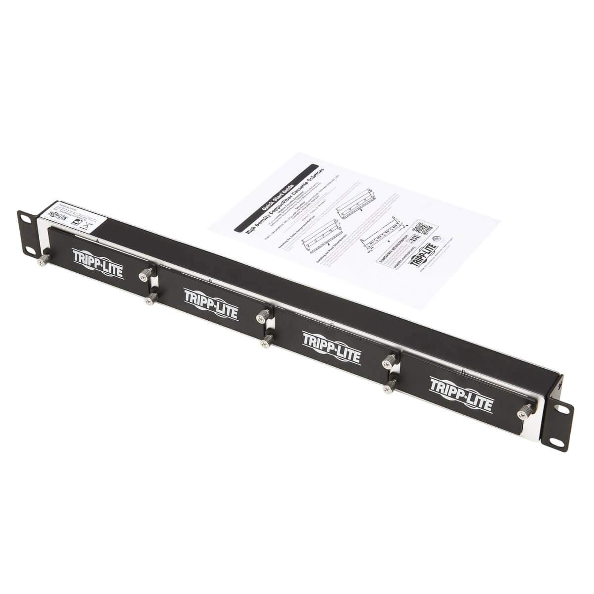 Tripp Lite Mini Patch Panel - 4 Cassette Capacity 1U High Density Copper/Fiber Enclosure Panel (N484-01U-MINI) | Ideal for Network Rack Cable Management in Data Centers & Server Rooms