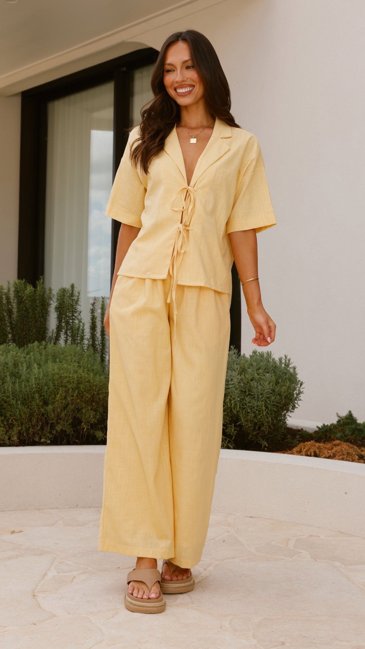 Lexi Linen Pants for Women - Soft Baby Yellow Summer Casual Trousers | Perfect for Beach, Vacation & Relaxing Outfits