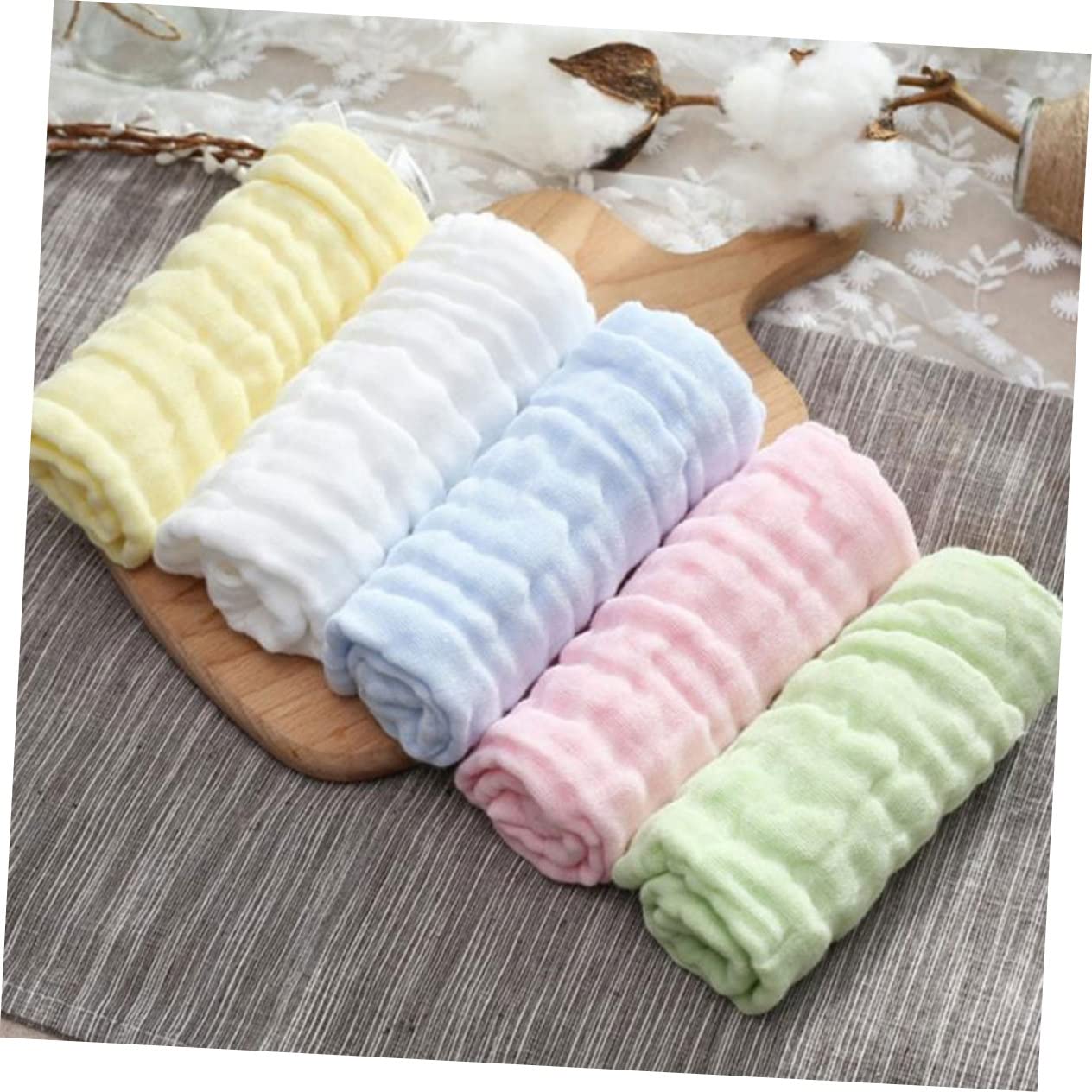 SHOWERORO 8-Piece Baby Square Cotton Towels - Ultra Soft & Super Absorbent Quick Dry Washcloths for Infant Face, Hands & Body Care | Perfect for Bath Time, Diaper Changes & Gentle Skin Cleaning