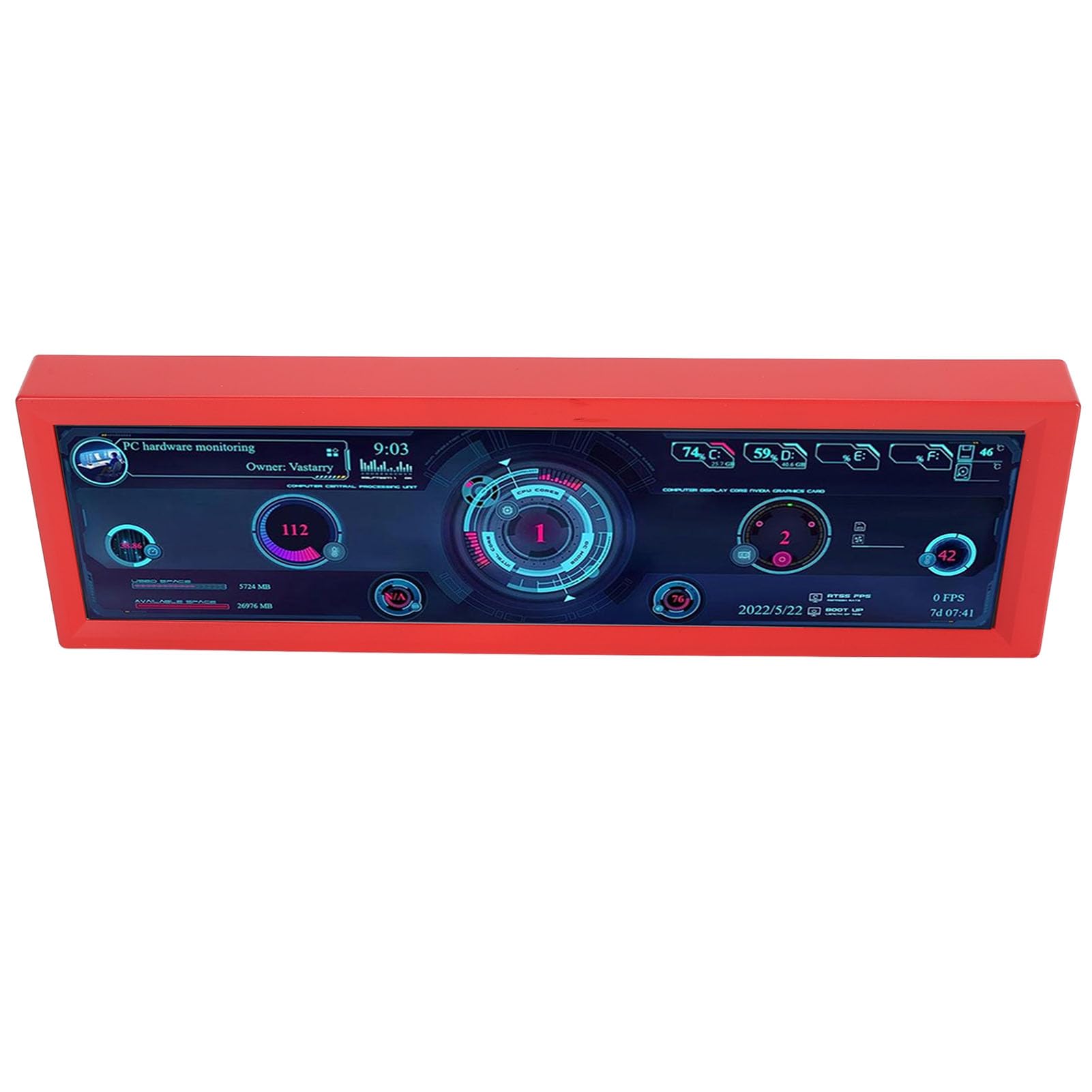 Sxhlseller 8.8 Inch PC Temperature Monitor with HD IPS 1920x480 LCD Screen - CPU/GPU Data Secondary Display (Red) for Gaming Rigs, Workstations & PC Builds - Perfect for Real-Time System Monitoring & Custom PC Setups