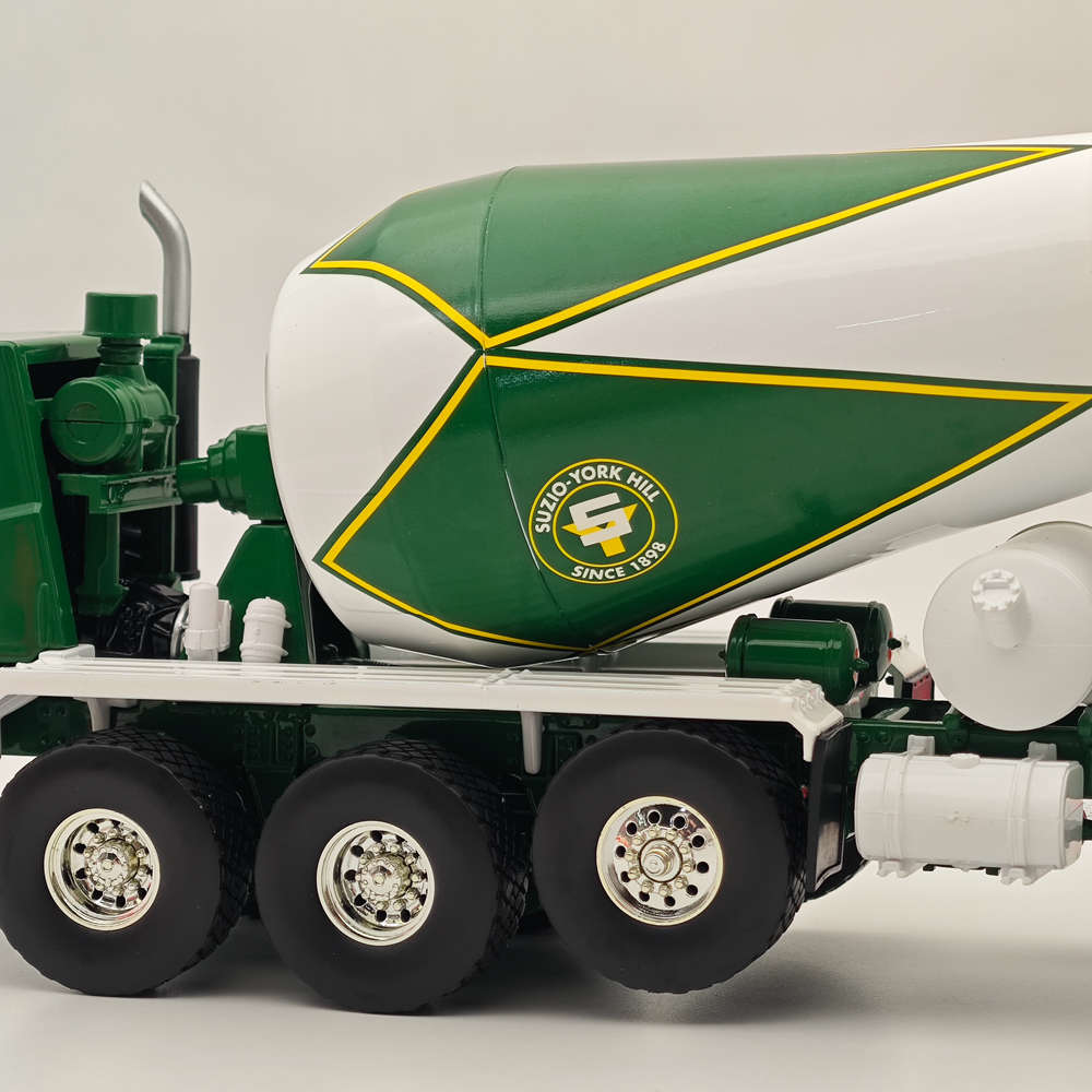 1/34 Scale Oshkosh Front Discharge Concrete Mixer Truck - Green Diecast Metal Replica Model (19-4245) - Perfect for Collectors, Construction Enthusiasts & Kids' Play Scenes