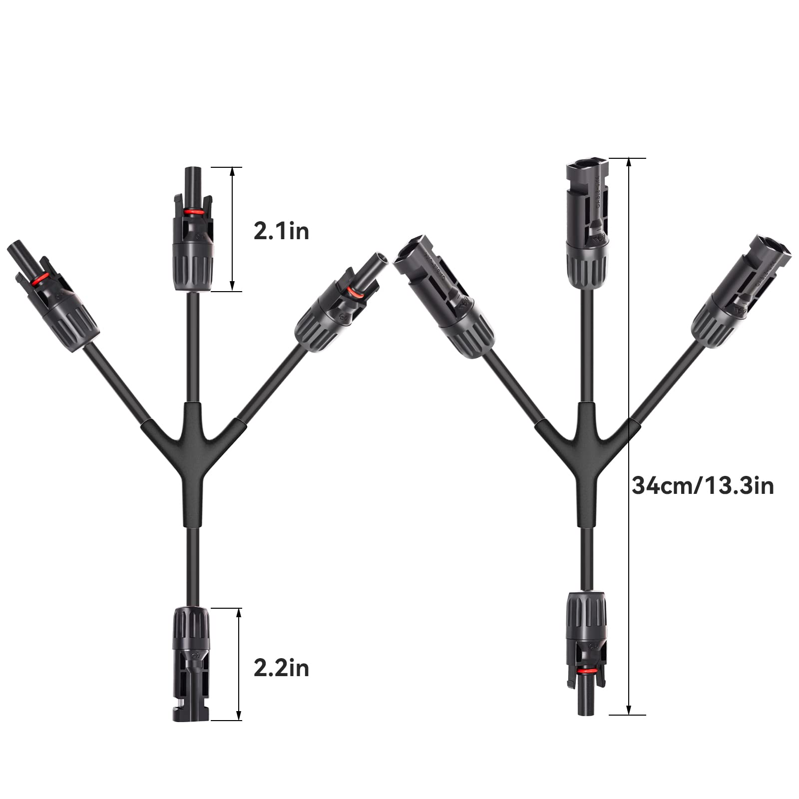 Goupchn Y Branch Solar Connectors - 1 Pair Solar Panel Parallel Adapter, 1 to 3 Splitter Cable with Waterproof Plug for RV, Boat & Off-Grid Solar Systems - DIY Solar Panel Wiring Tool Kit