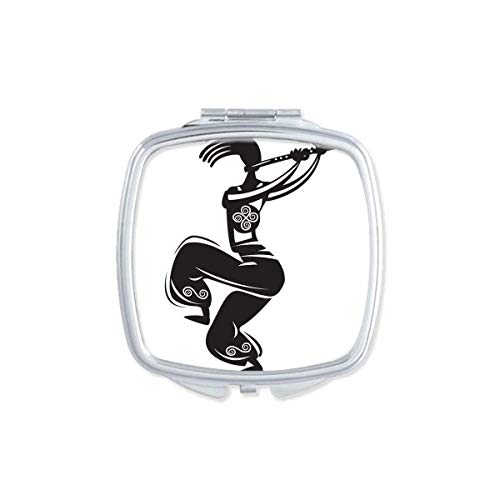 DIYthinker Flute Celebrate Outline Mexico Dance Mexican Mirror - Portable Compact Pocket Makeup Mirror with Double Sided Glass - Perfect for Travel, Handbag, and On-the-Go Touch Ups