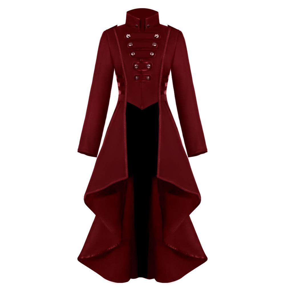 Gothic Steampunk Women's Tailcoat Jacket with Lace & Buttons - Victorian Winter Coat for Halloween, Cosplay & Themed Events