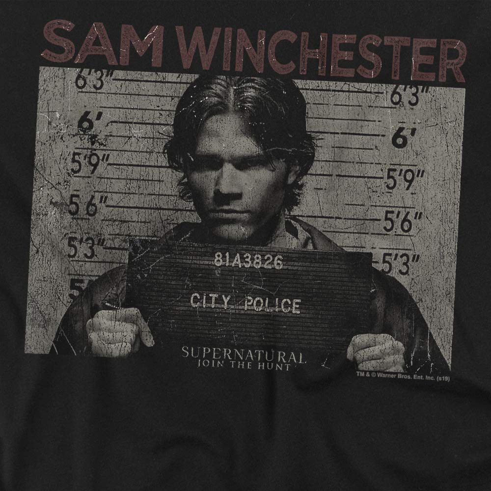 Supernatural Sam Winchester Mug Shot T-Shirt for Women | Vintage TV Show Merchandise | Perfect for Cosplay, Fan Gifts & Casual Wear