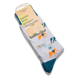 Eco-Friendly Elephant Conservation Socks - Orange & Blue Edition | Comfortable & Durable for Hiking, Running & Daily Wear