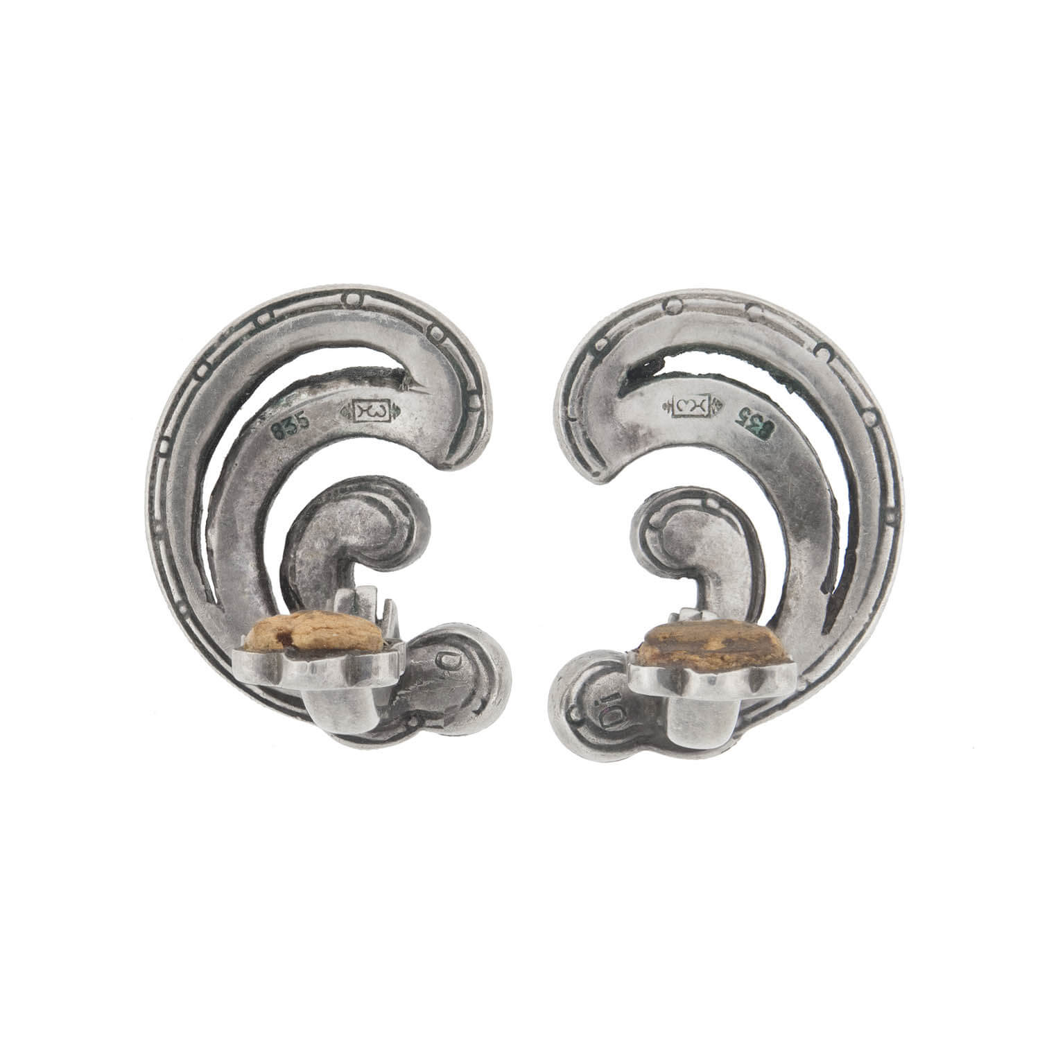 Vintage .835 Silver French Clip-On Earrings for Women - Left & Right Pair | Elegant Retro Jewelry for Parties, Weddings & Special Occasions