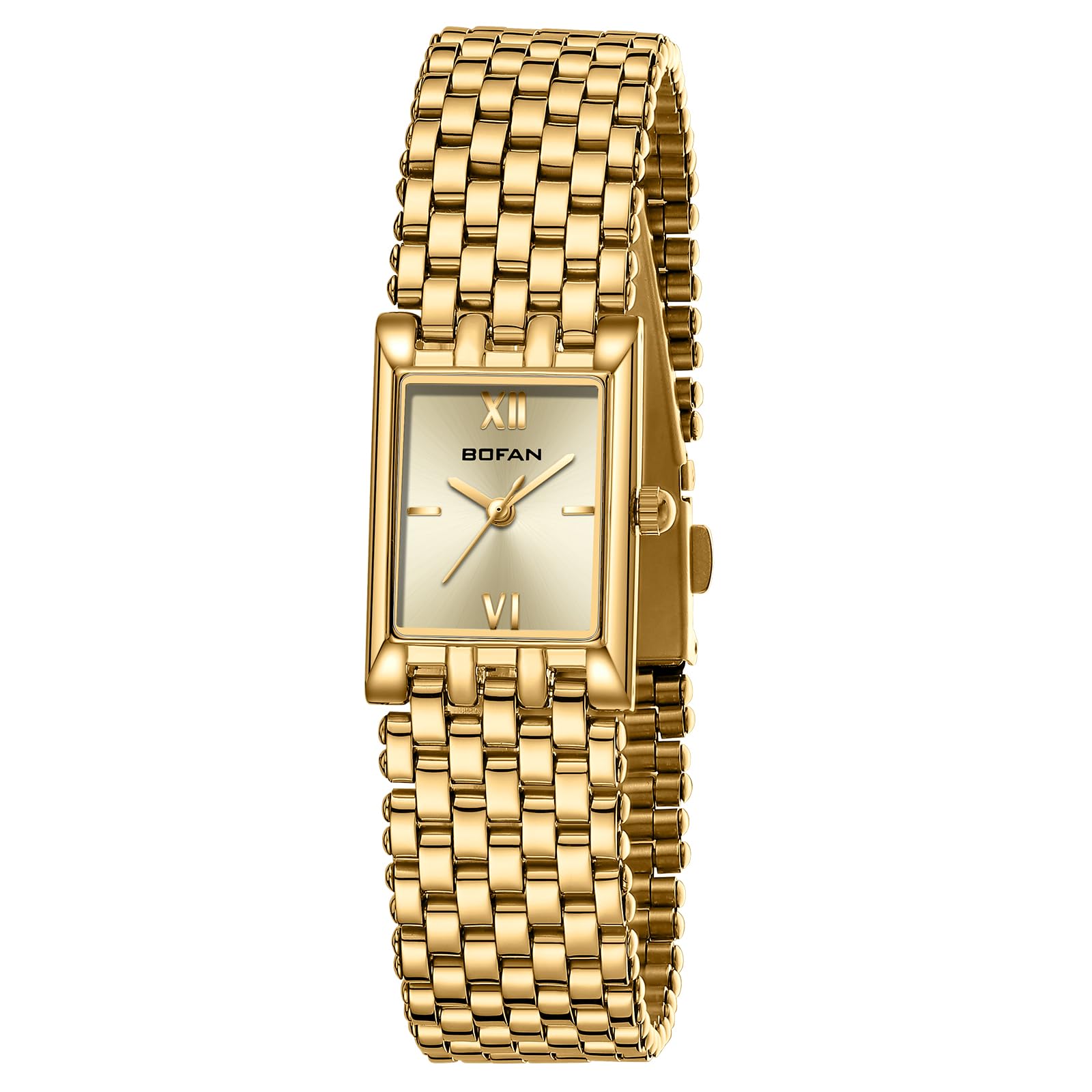 Luxury Gold Watches for Women - Stainless Steel Quartz Wristwatch with Square Dial, Waterproof & Adjustable Band (Includes Tool) - Perfect for Casual Wear, Office & Special Occasions