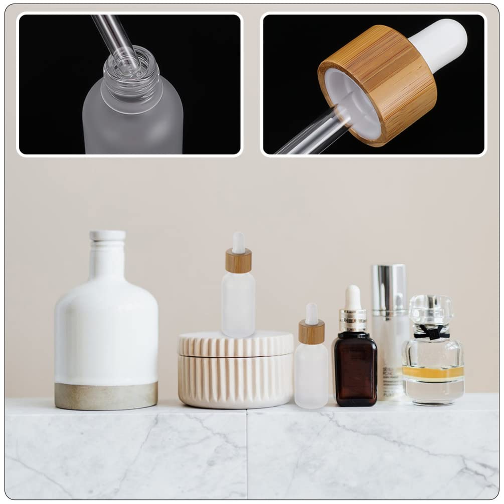 EXCLUZO 5-Pack Glass Dropper Bottles with Bamboo Lids - Leakproof Essential Oil Containers for Travel, DIY Blends & Aromatherapy - Perfect for Essential Oils, Perfumes, Serums & Liquid Storage
