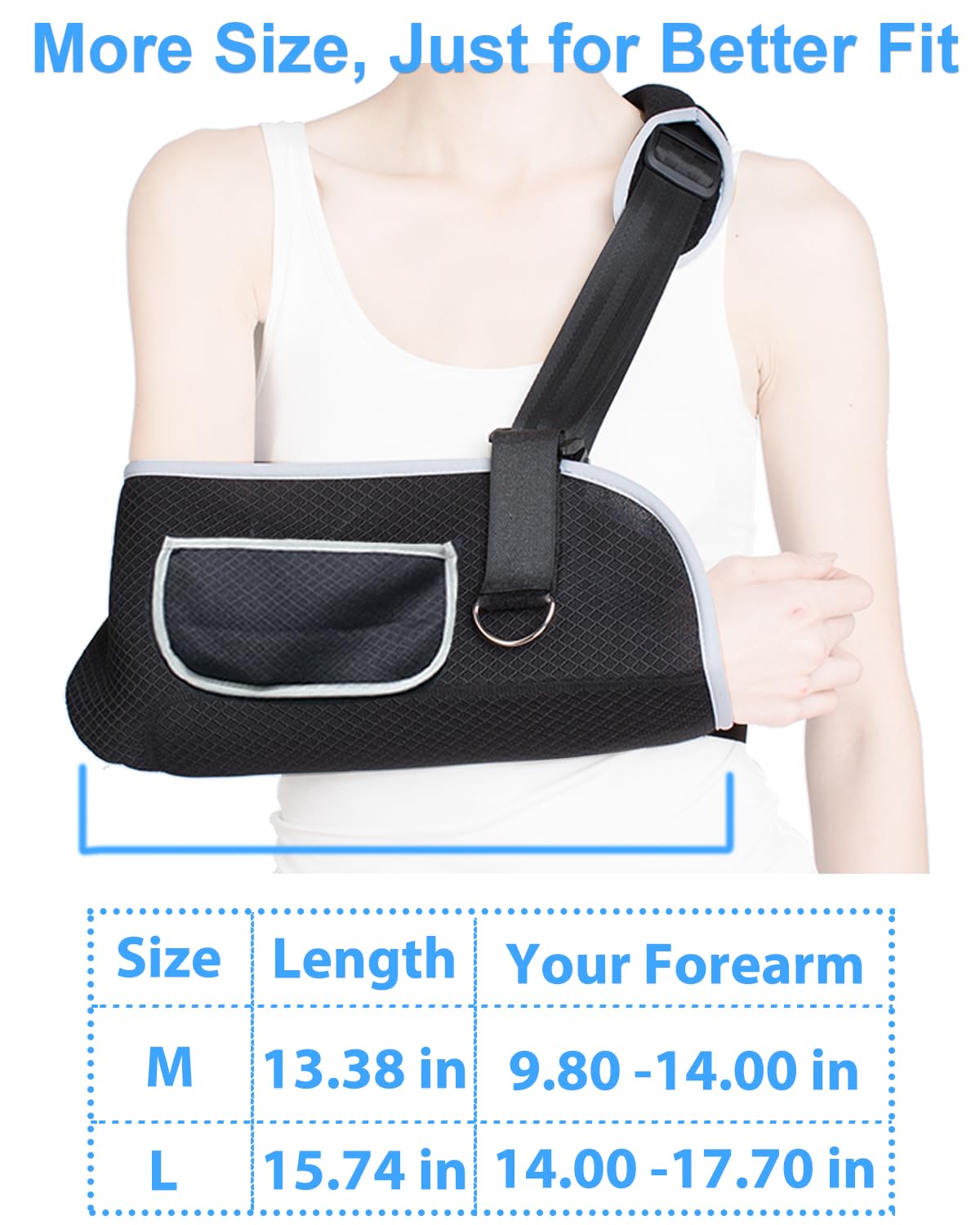 Medical Arm Sling Shoulder Immobilizer - Rotator Cuff Support Brace with Pocket for Shoulder & Arm Injuries (Left/Right, Men/Women) - Ideal for Dislocations, Fractures & Strains - Perfect for Post-Surgery Recovery & Sports Injury Rehabilitation (Medium Size)
