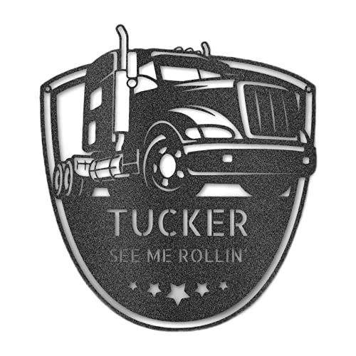 Custom Metal Trucker Wall Art - Personalized Silver Sign (15 Inches) - Perfect for Home, Office, or Man Cave Decor