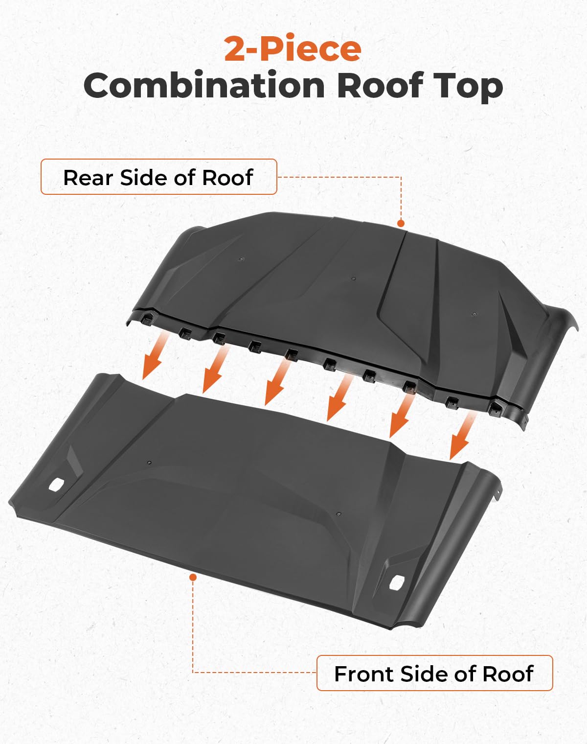 KEMIMOTO Hard Roof Replacement for Can Am Maverick Commander 2021-2025 & Sport Trail 1000R DPS XT 2018-2025 | 2-Piece Heavy Duty Roof Top | Perfect for Off-Roading, Hunting & Outdoor Adventures