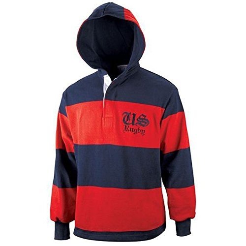 Premium USA Hooded Rugby Jersey - Medium Size in Red & Navy Colors | Perfect for Rugby Matches, Training, and Casual Wear