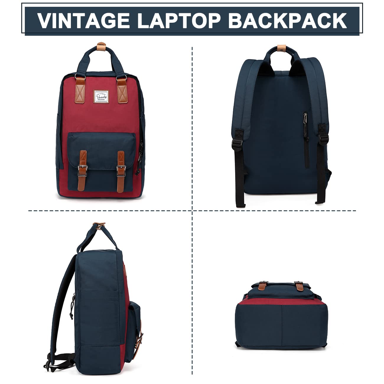 VASCHY Unisex Travel Backpack for Men & Women - Lightweight Carry-On Luggage Rucksack, Navy Wine, One Size - Perfect for Airplane, Hiking, Camping & Daily Commute