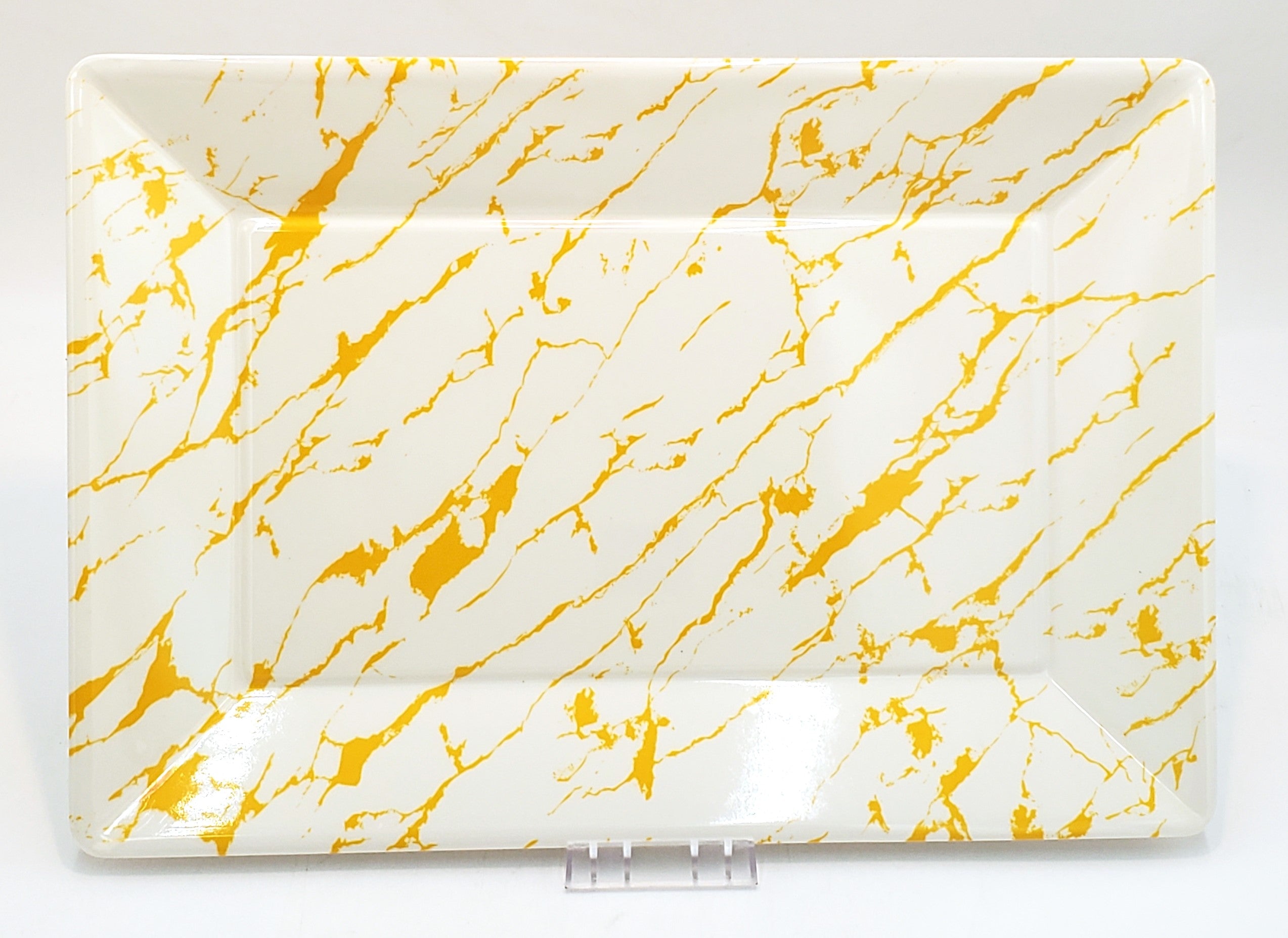 18x12.5 Inch White Marble Melamine Serving Platter - Durable Dishware for Parties, BBQs, and Entertaining