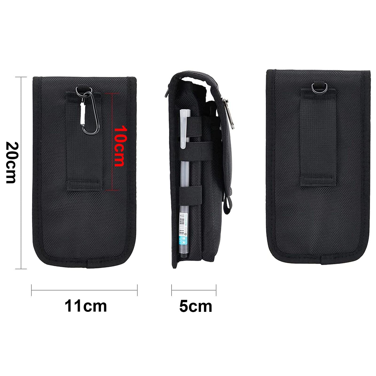 Tactical Phone Holster Belt Pouch for Large Smartphones - Multi-Purpose Tool Holder & Waist Carrying Case - Perfect for Hiking, Camping, Outdoor Activities (Black)
