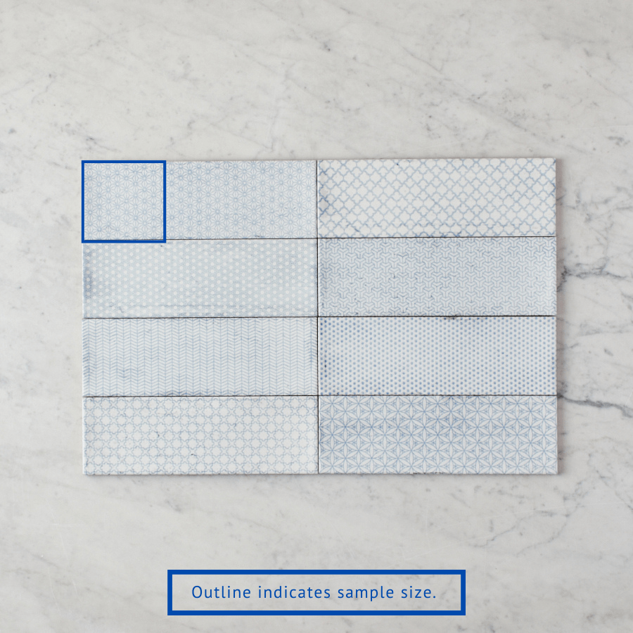 Lennox Head Gloss Blue Pattern Tile - Premium Ceramic Wall & Floor Tiles for Bathroom, Kitchen & Backsplash - Waterproof & Easy to Clean