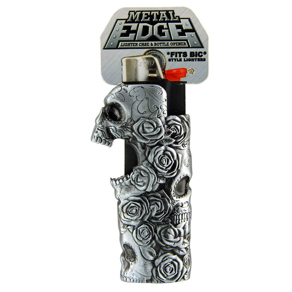 BIC Lighter Metal Case with Bottle Opener - Rose Design for Outdoor & Travel