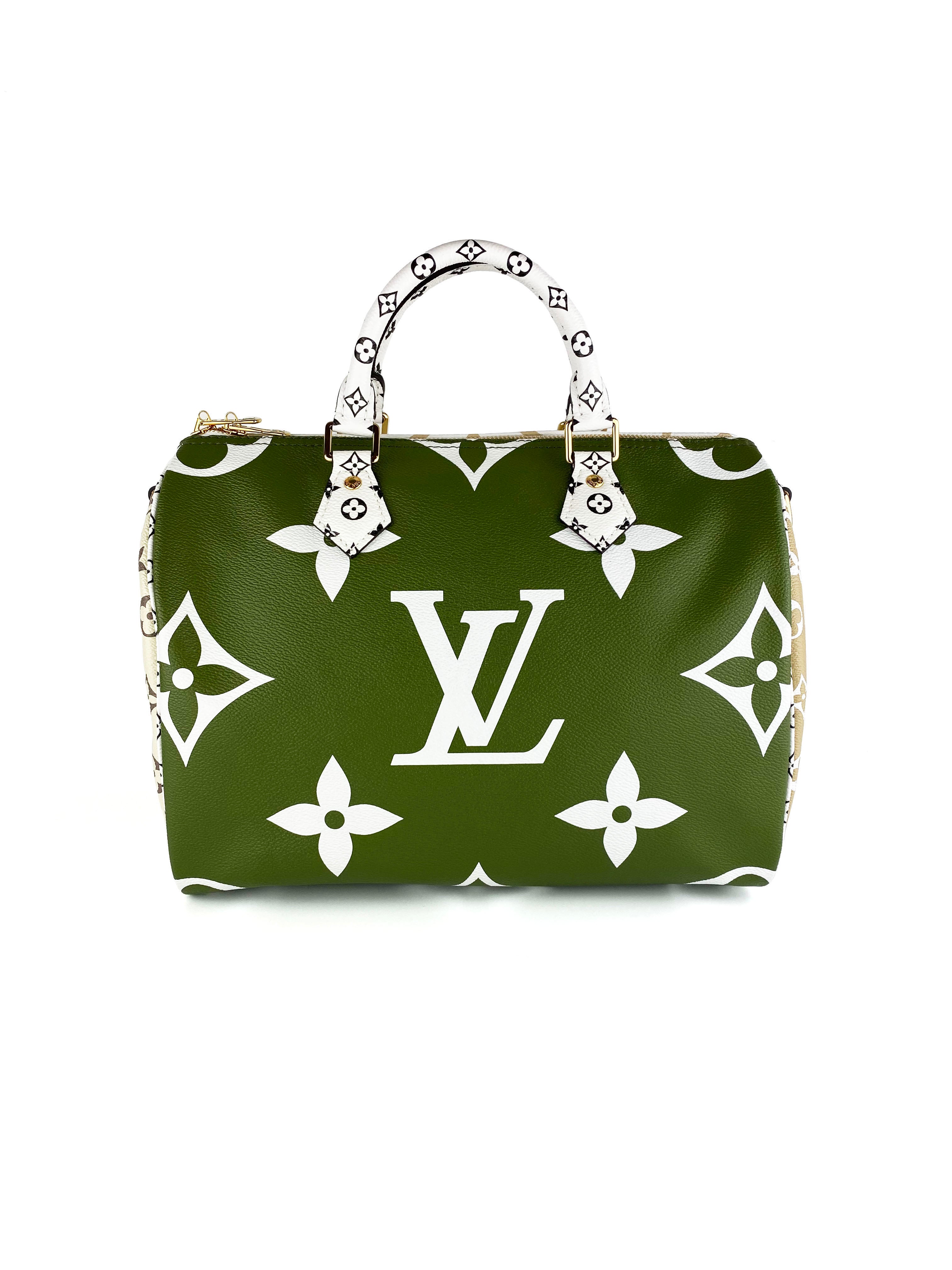 Authentic Louis Vuitton Speedy 30 Handbag in White & Khaki - Perfect for Work, Travel & Everyday Luxury Fashion Accessory