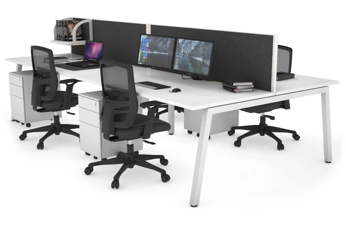 Quadro 4-Person Office Workstation Desk - 1200L x 800W with Cable Management Scallop - Perfect for Collaborative Workspaces, Team Meetings & Open Office Environments