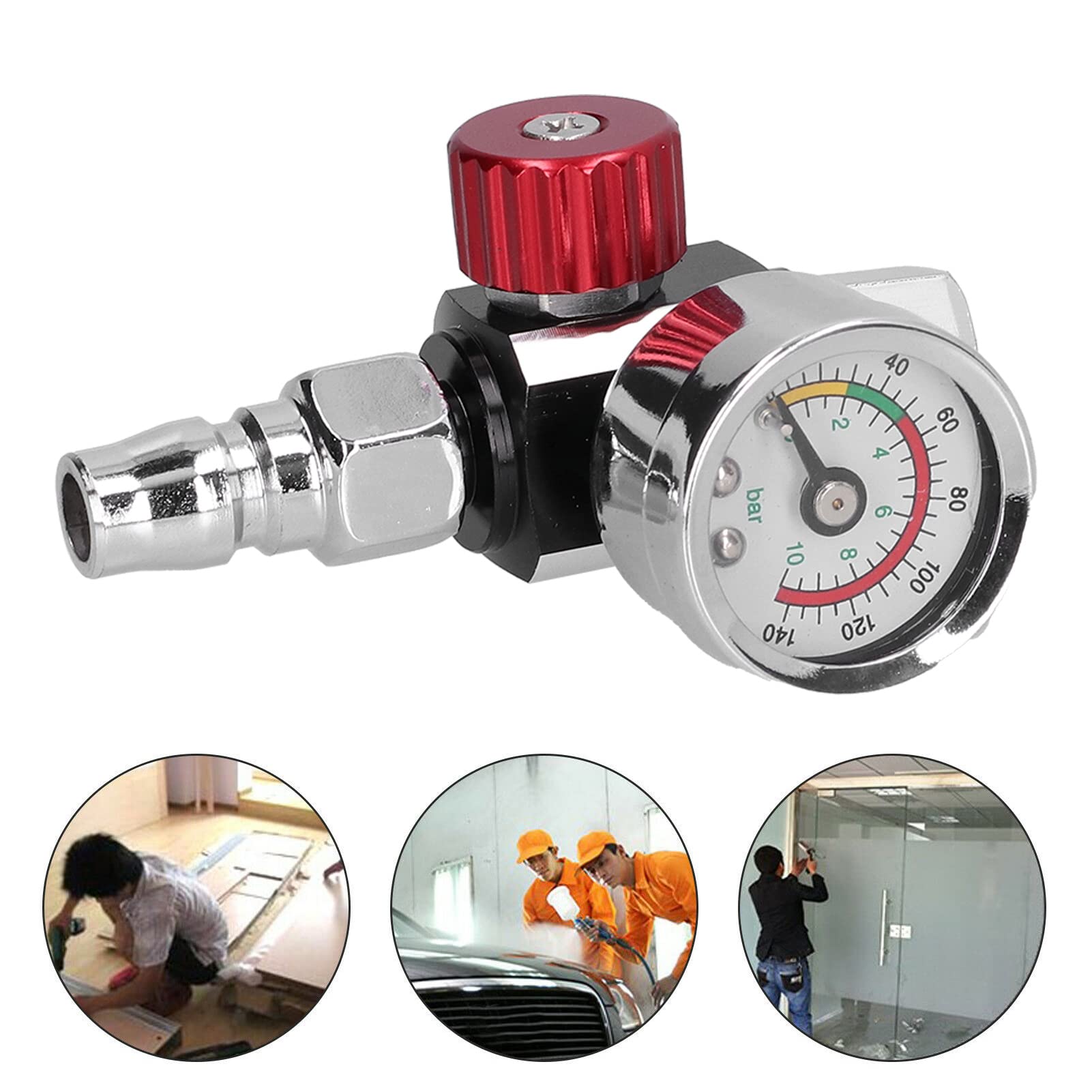 Air Throttle Regulator Valve with Pressure Gauge for Spray Guns - Professional Paint Sprayer & Air Tool Accessory for Automotive, Woodworking & DIY Projects