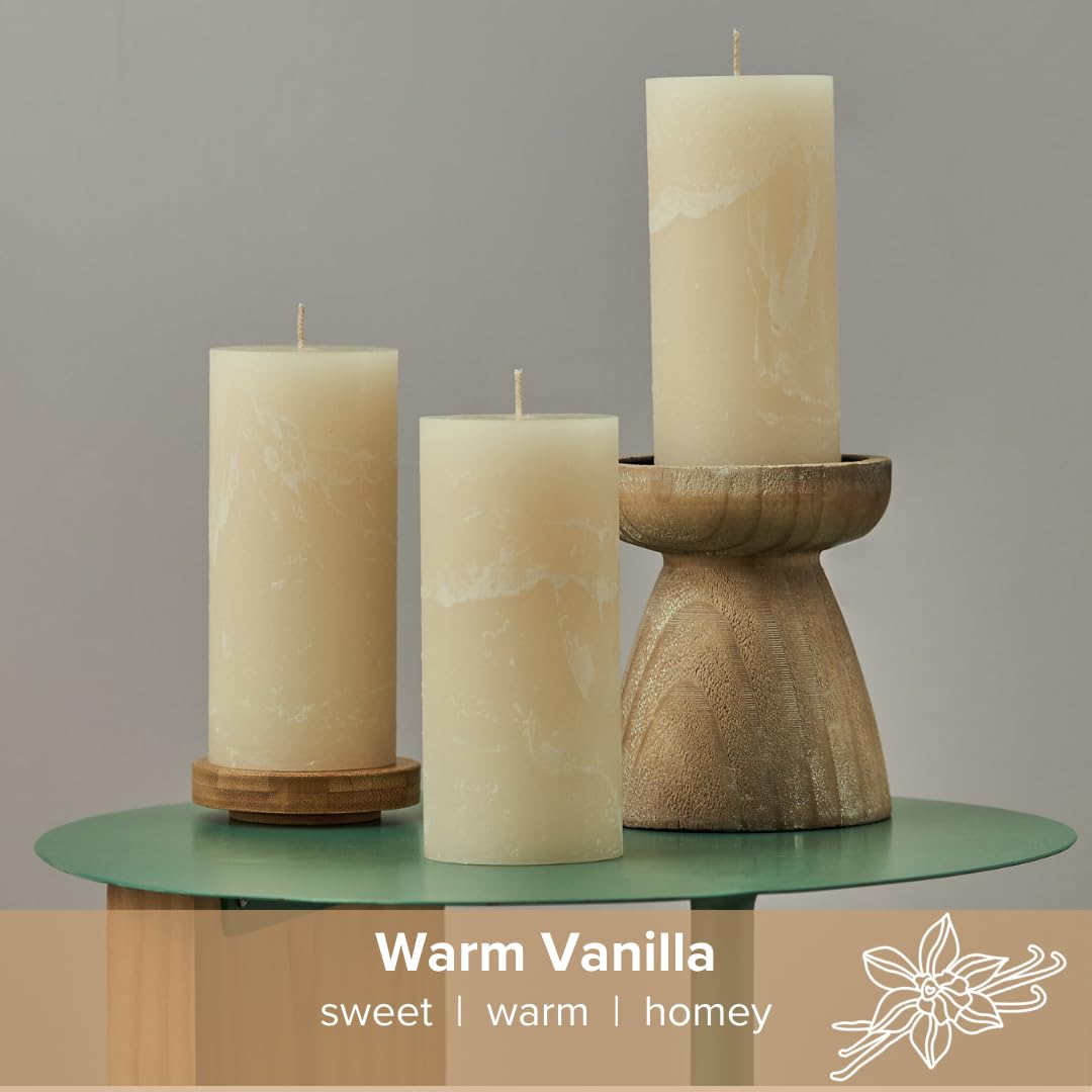 Simply Soson Warm Vanilla Sugar Scented Candles - Set of 3 Ivory Pillar Candles (3x6 inches) | Home Fragrance, Aromatherapy, Relaxation Gifts for Women | Perfect for Fall Decor, Cozy Evenings & Romantic Ambiance