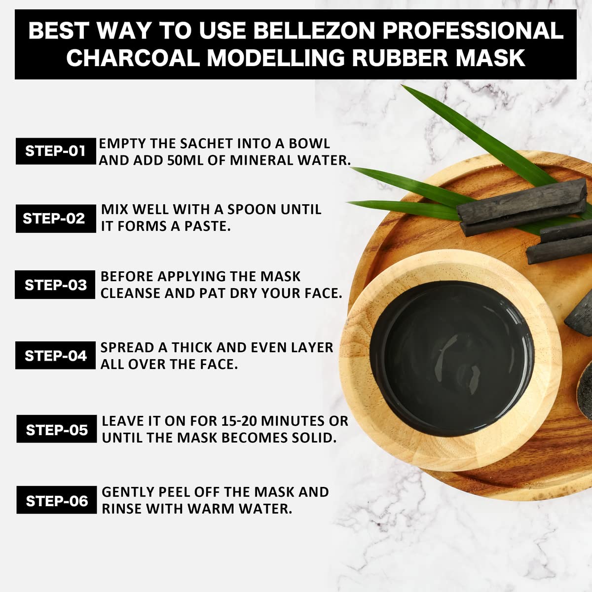 Bellezon Professional Tan Removal & Charcoal Modeling Rubber Mask Combo - Exfoliates Dead Skin Cells & Brightens Complexion - Perfect for Spa Days & At-Home Skincare Treatments