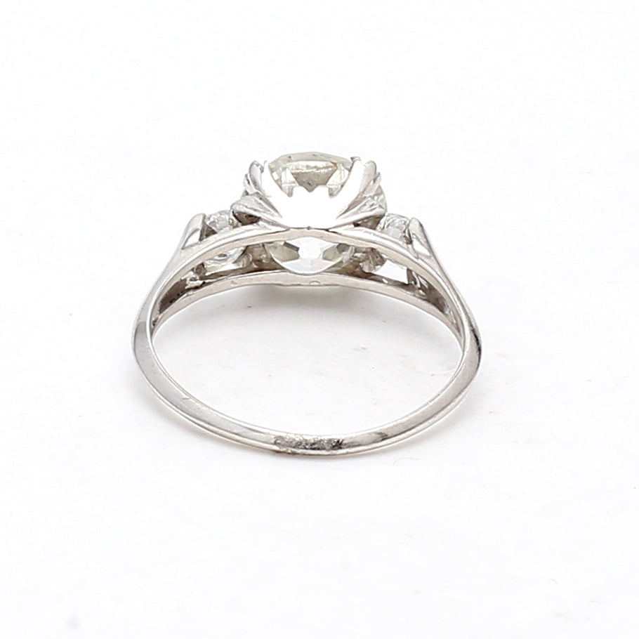 2.79 Carat Old European Cut Diamond Engagement Ring in 14K White Gold - Vintage Style Wedding Band for Brides & Anniversaries