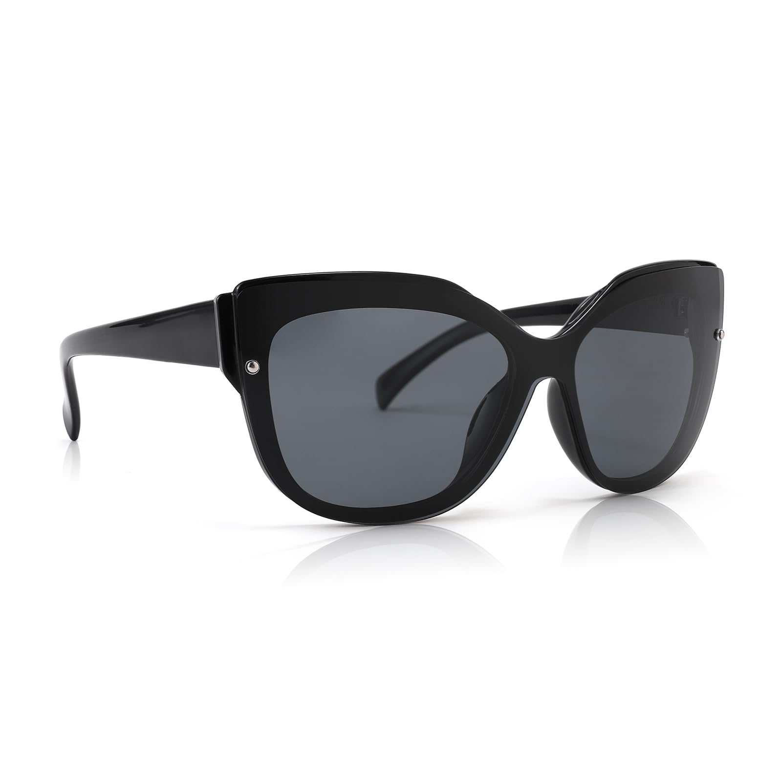FEISEDY Polarized Cat Eye Sunglasses for Women & Men - Rimless Mirrored Oversized Retro Sunglasses - UV Protection Fashion Shades for Driving, Beach & Outdoor Activities - B2796