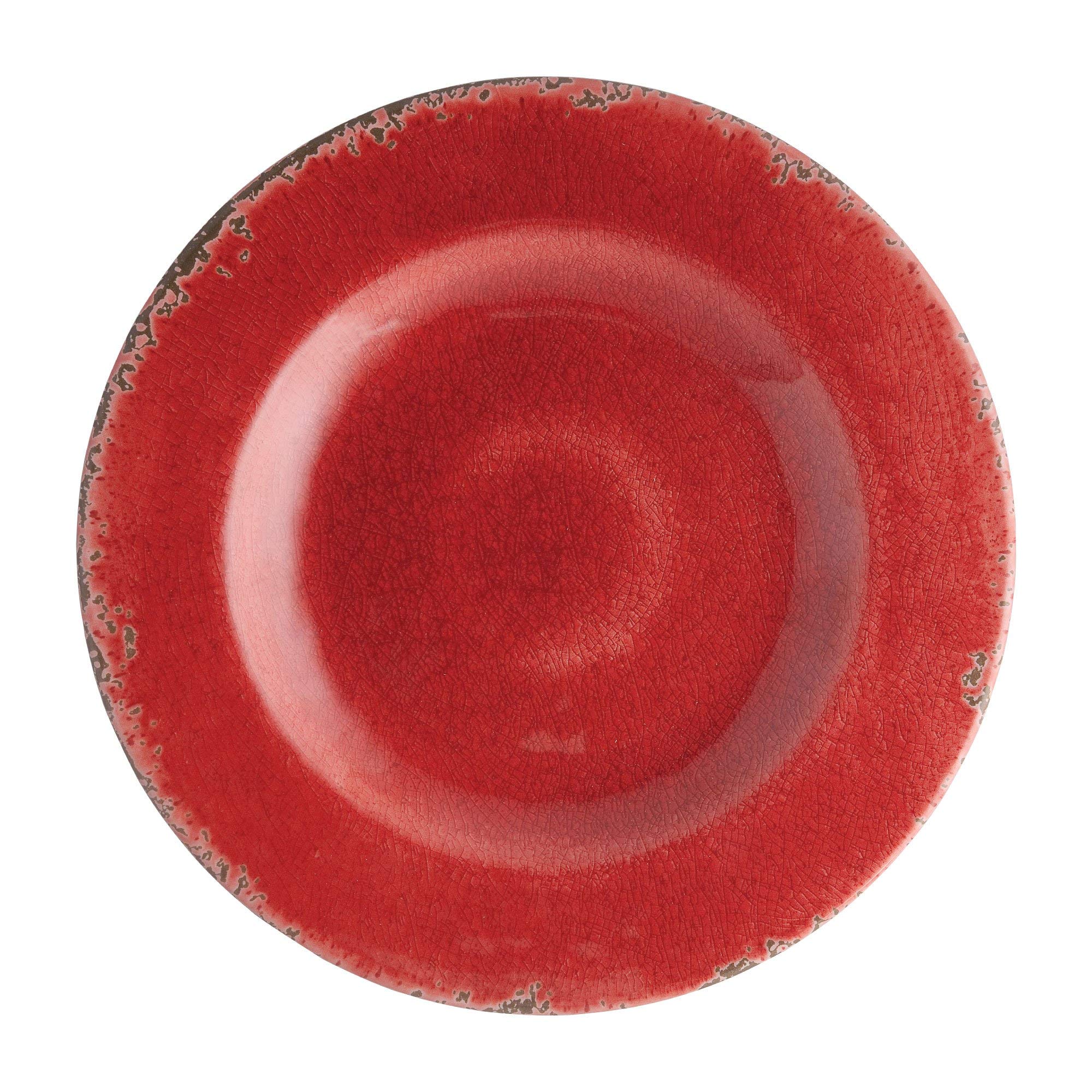 UPware 16-Piece Crackle Melamine Dinnerware Set - Durable Outdoor Dishes, Plates & Bowls for 4 - Shatterproof Red Tableware - Perfect for Picnics, Camping, and Patio Dining