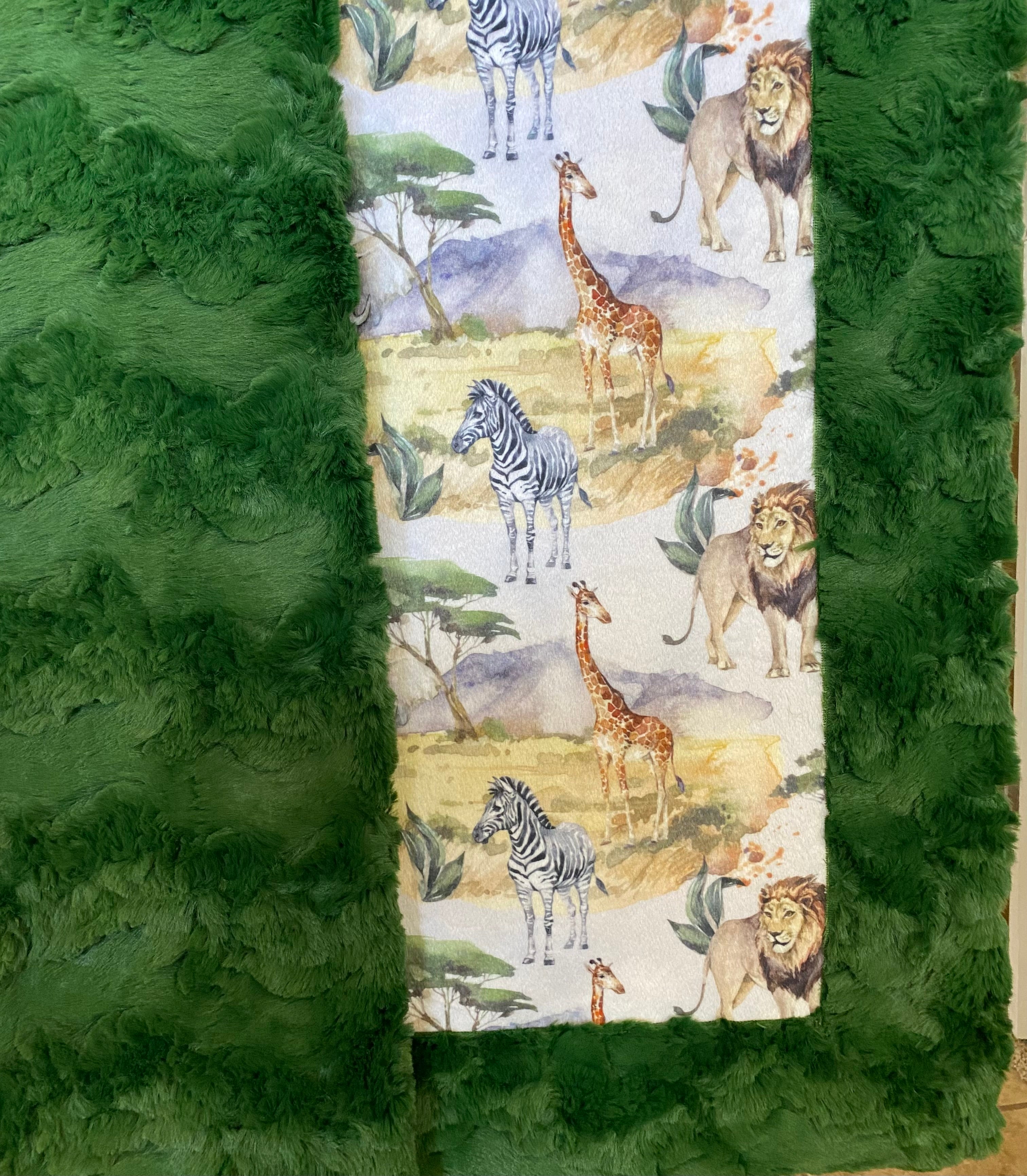 Premium Soft Minky Baby Blanket with Lion, Giraffe, Elephant & Zebra Animal Prints - 30