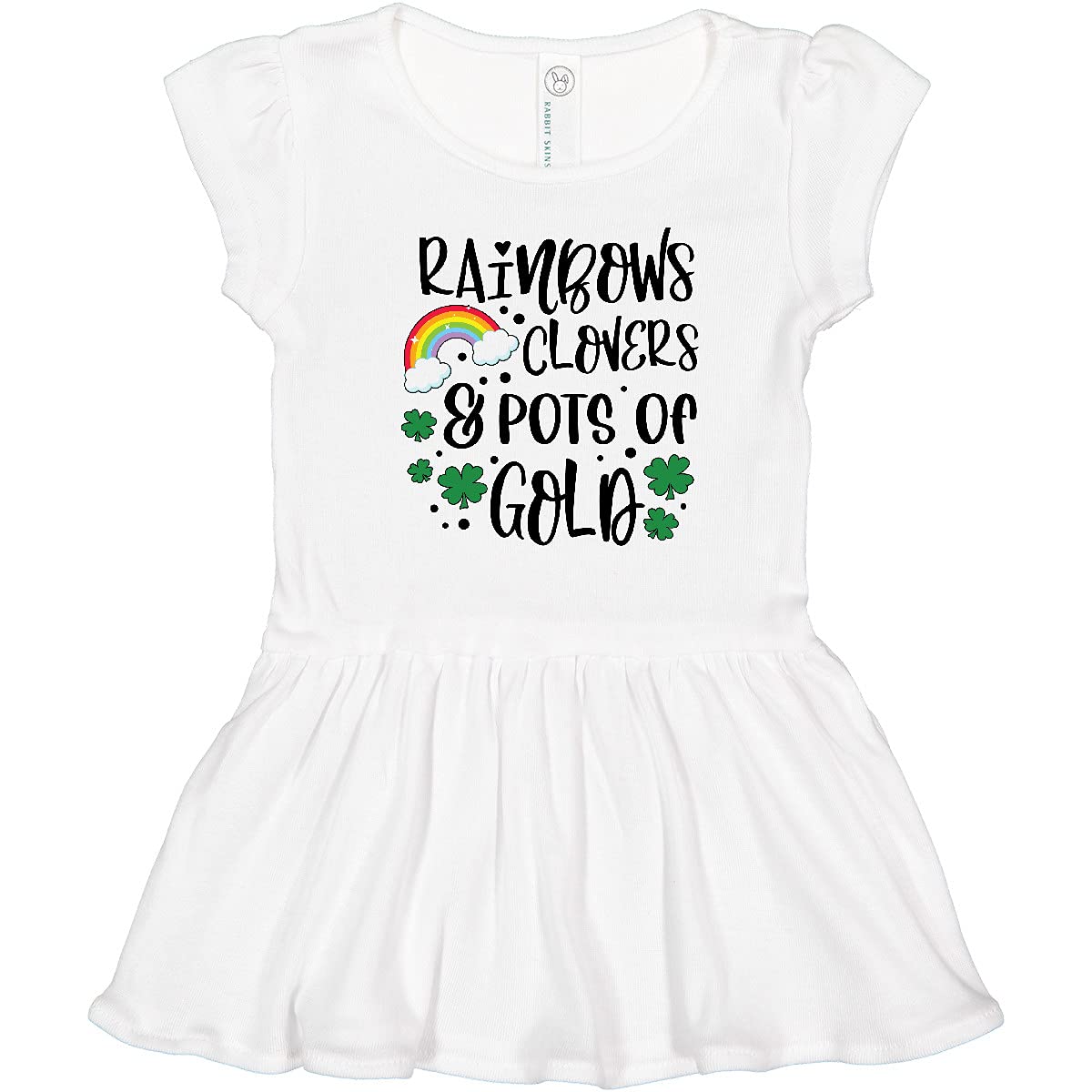 Inktastic St. Patrick's Day Toddler Dress - Rainbow, Clover & Pot of Gold Design - Cute Irish Outfit for Baby Girls & Boys - Perfect for St. Patrick's Day Parties, Parades & Family Photos