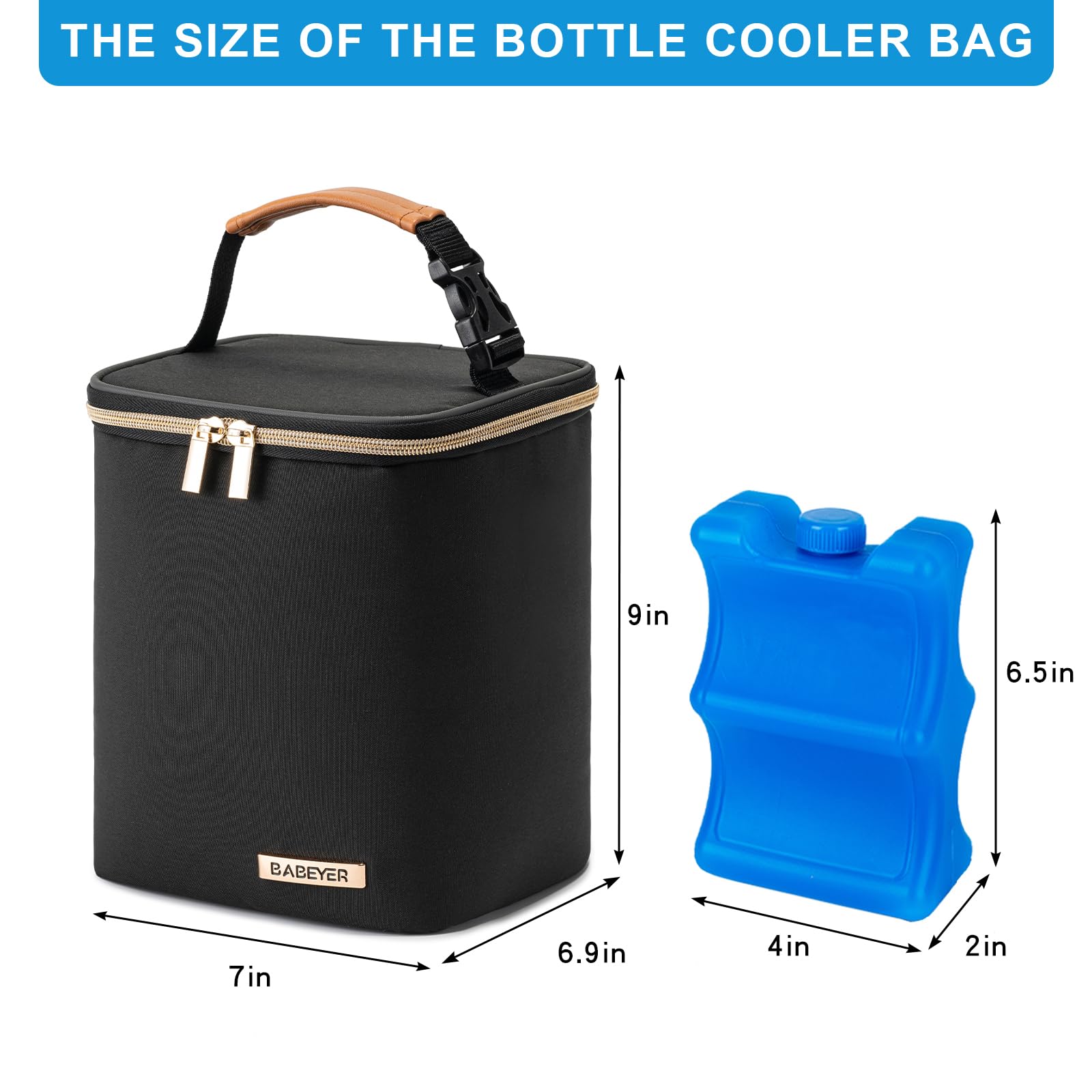 Insulated Breastmilk Cooler Bag with Ice Pack - Holds 4 Baby Bottles (Up to 9oz) - Perfect for Nursing Moms, Daycare & Travel - Portable Milk Storage Solution for Work, Park & On-the-Go - Black