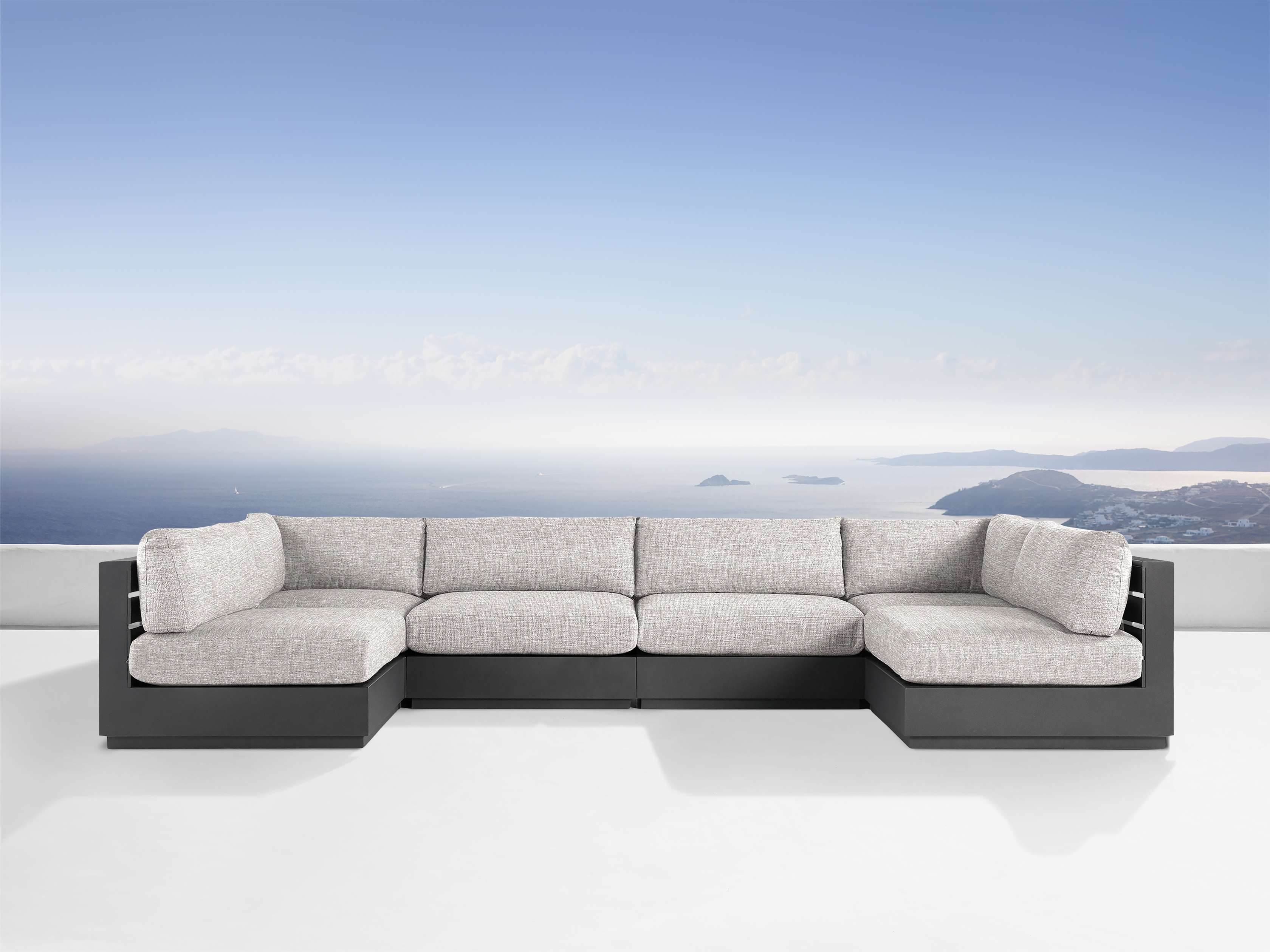 Bal Harbour Outdoor Aluminum 6-Piece Sectional Set - Modern Patio Furniture for Garden, Poolside & Backyard Relaxation